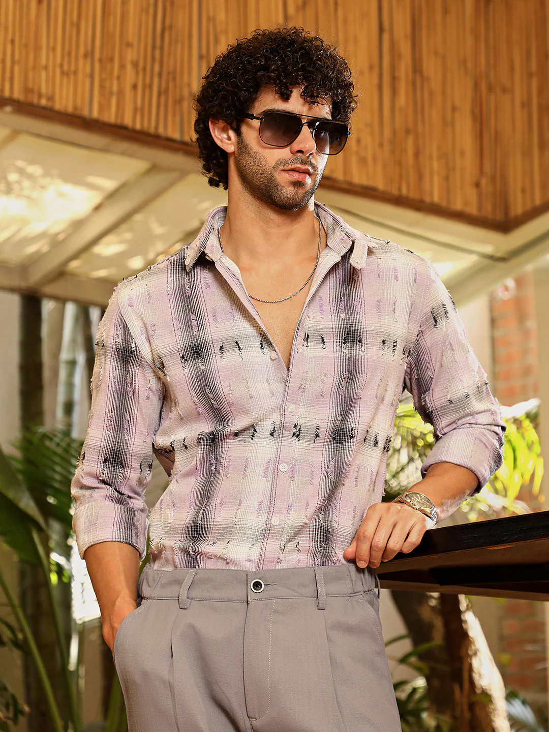 Distressed-Check Shirt
