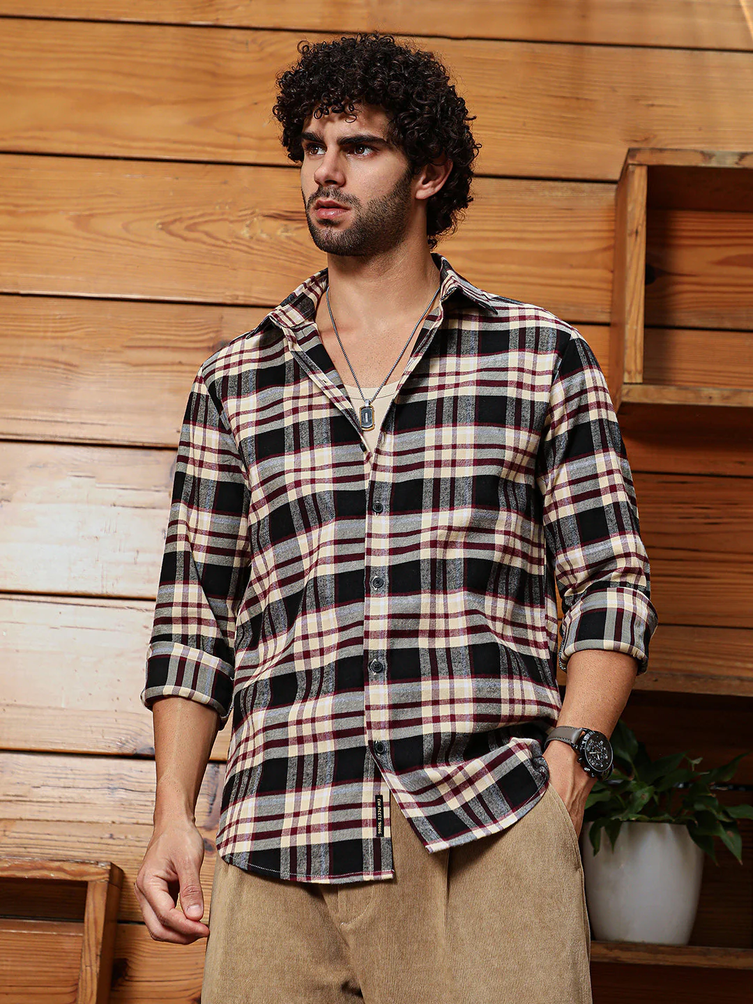 Dark-Plaid Relaxed Shirt - Image 2