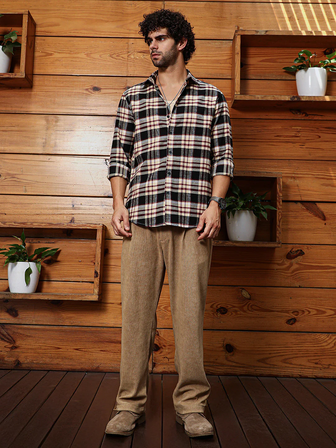 Dark-Plaid Relaxed Shirt - Image 5