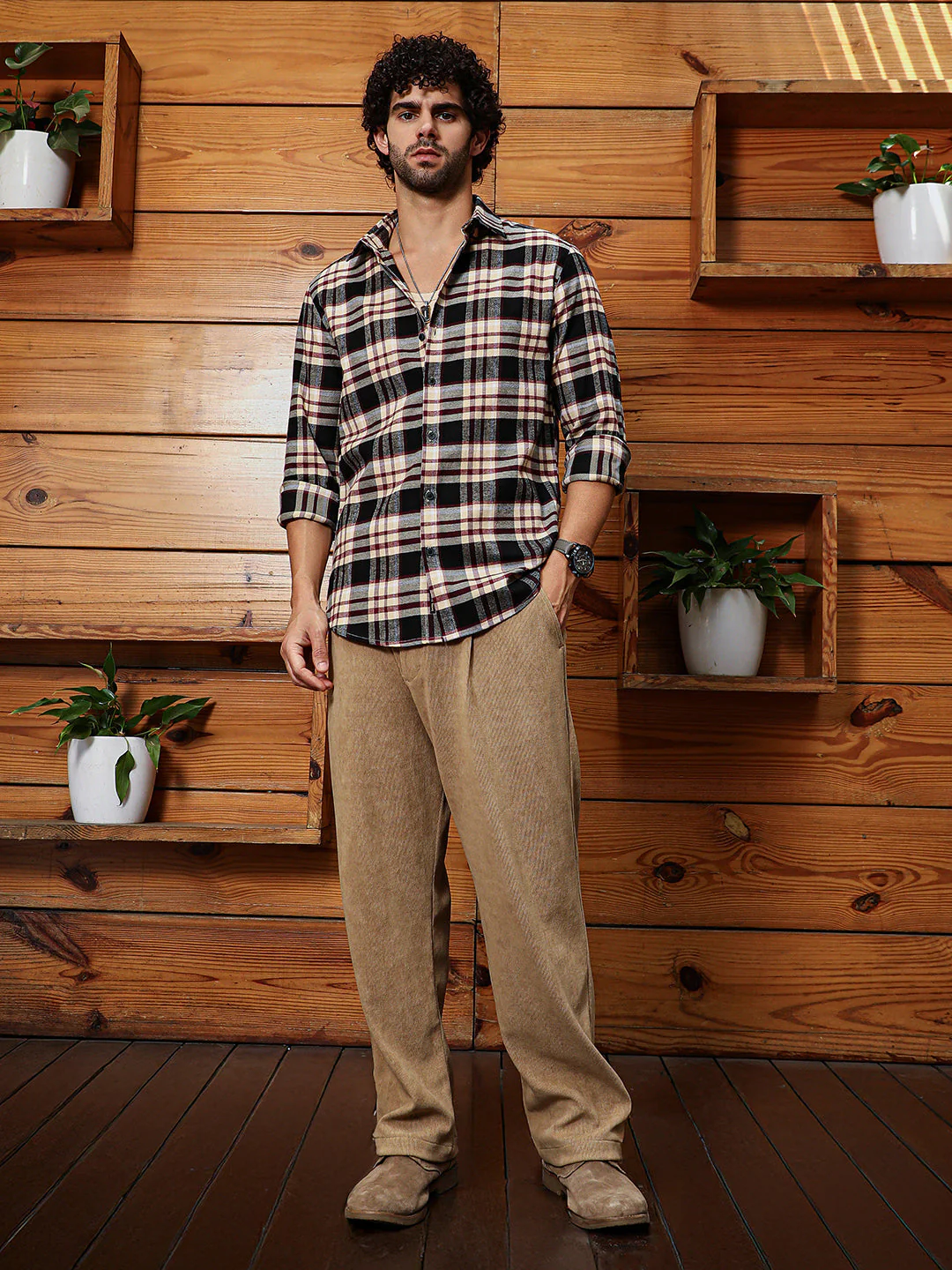 Dark-Plaid Relaxed Shirt - Image 6