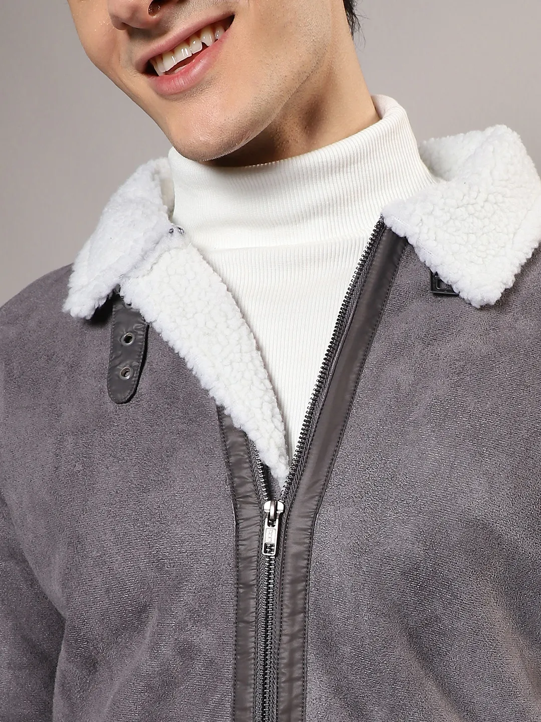 Fleece Lined Biker Jacket - Image 7