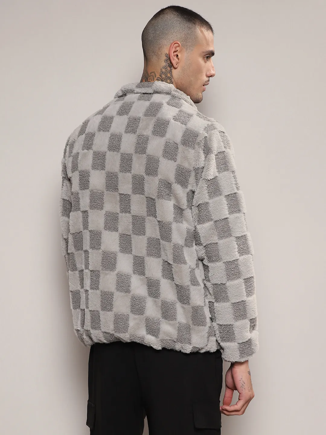 Fleece Buffalo Check Puffer Jacket - Image 4