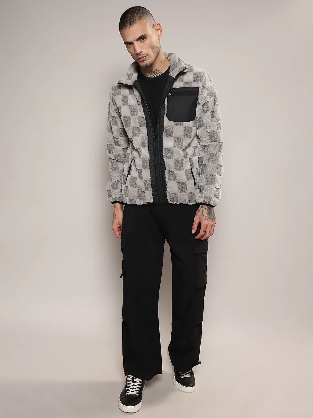 Fleece Buffalo Check Puffer Jacket - Image 5