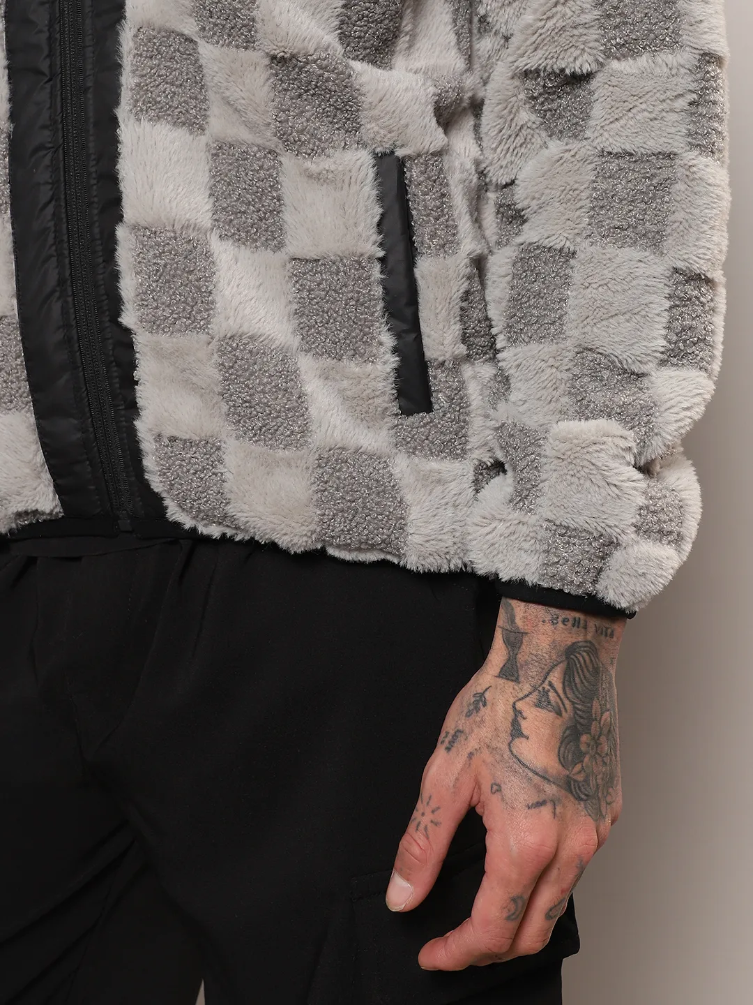 Fleece Buffalo Check Puffer Jacket - Image 8