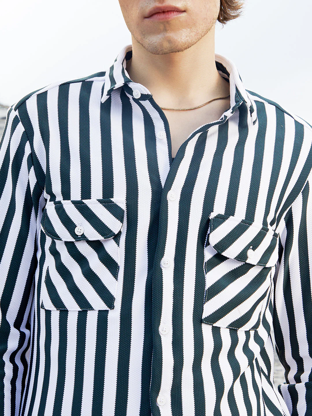 Nautical-Stripe Utility Shirt - Image 7