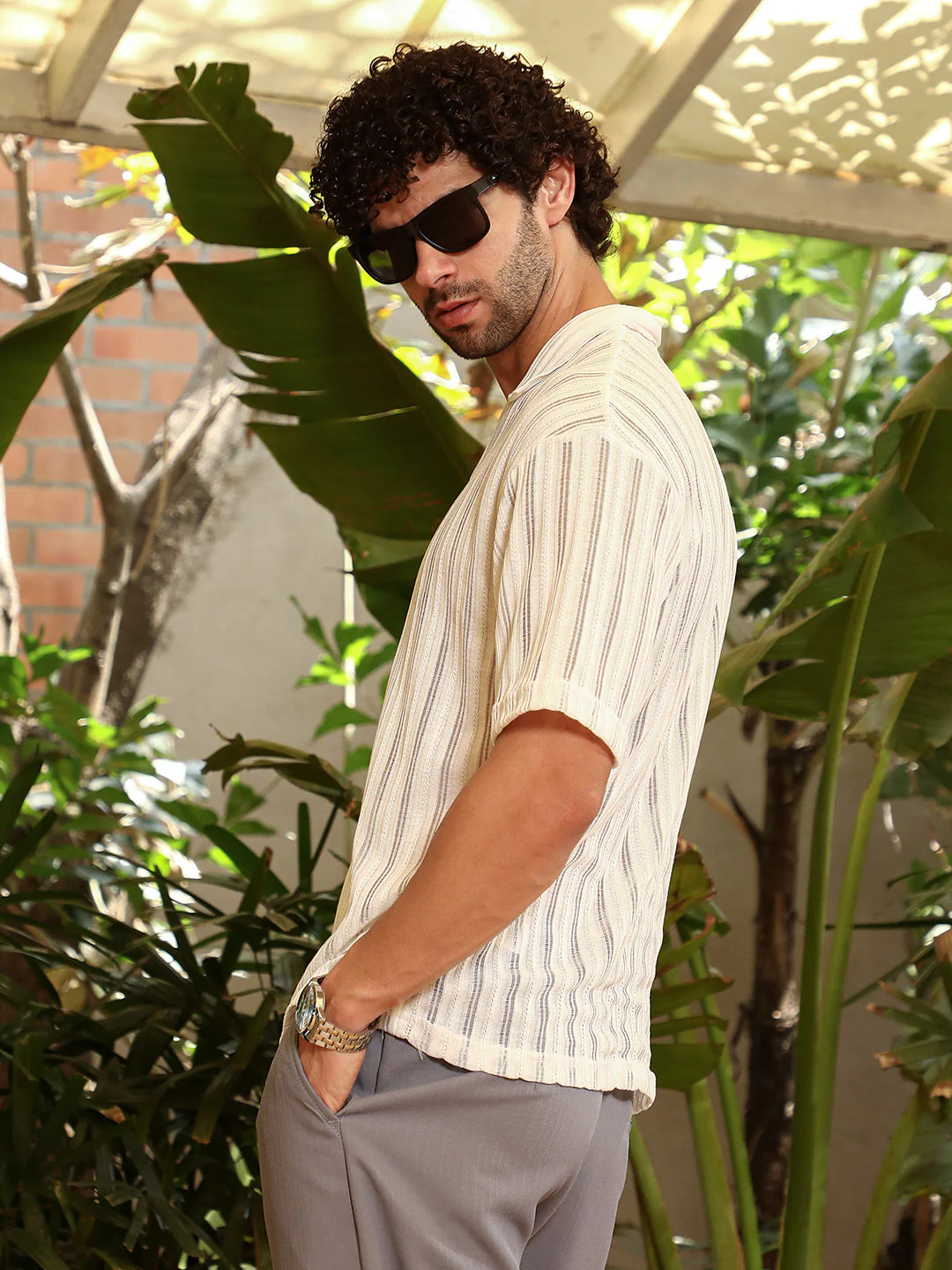 Duo-Striped Relaxed Polo T-Shirt - Image 4