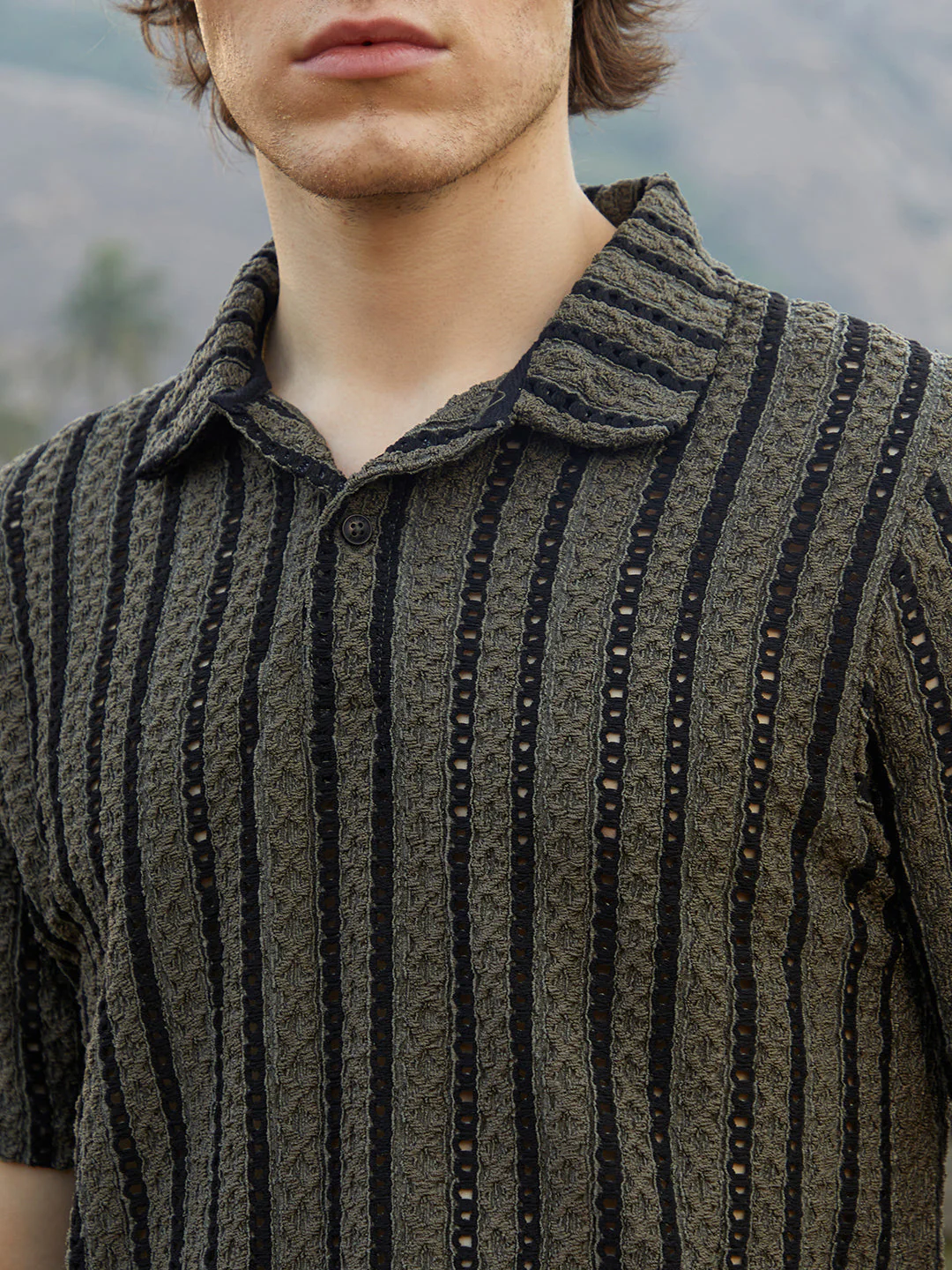 Tactile-Striped Polo T-Shirt - Image 7