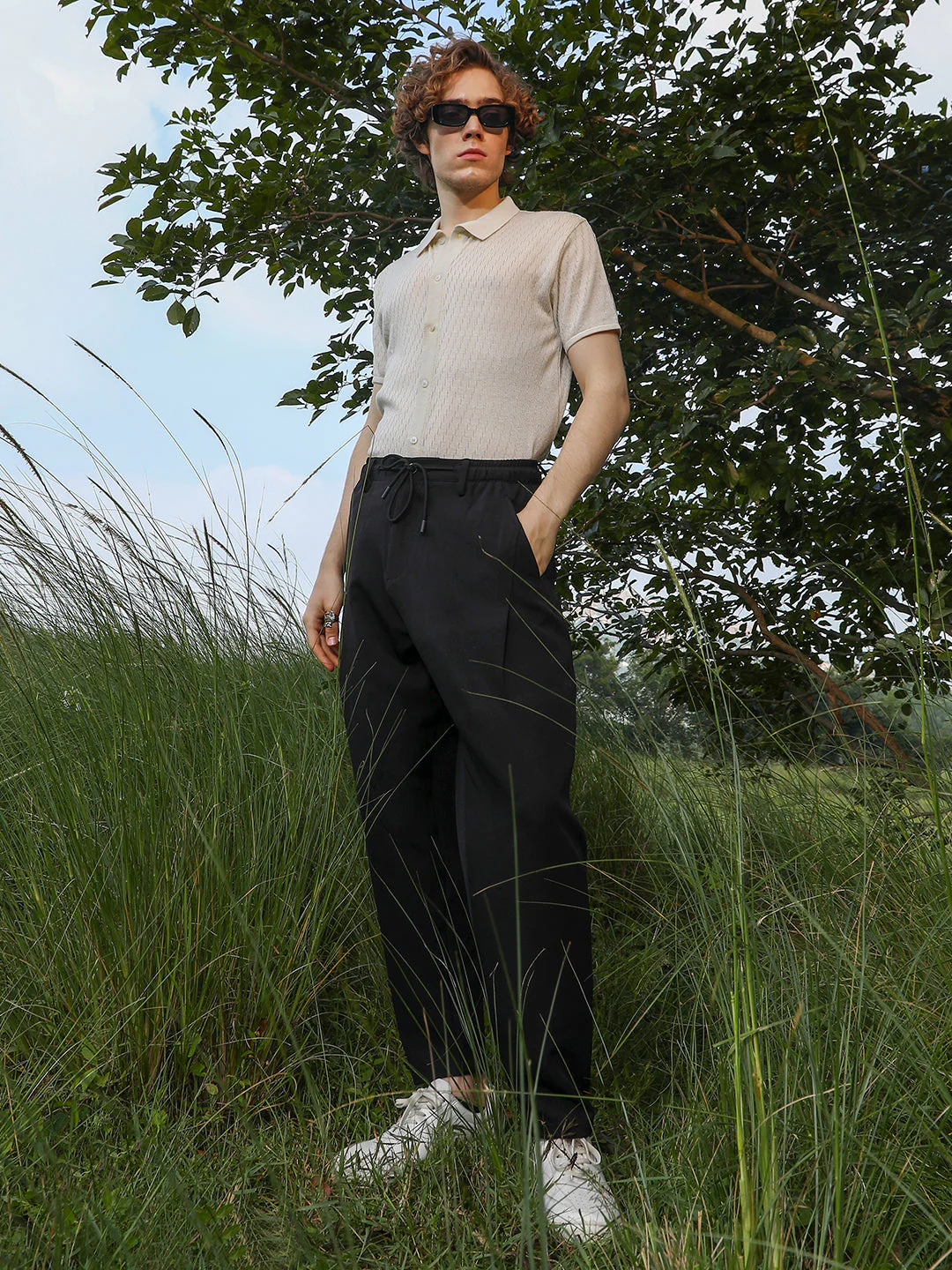 Solid Relaxed Trousers - Image 6