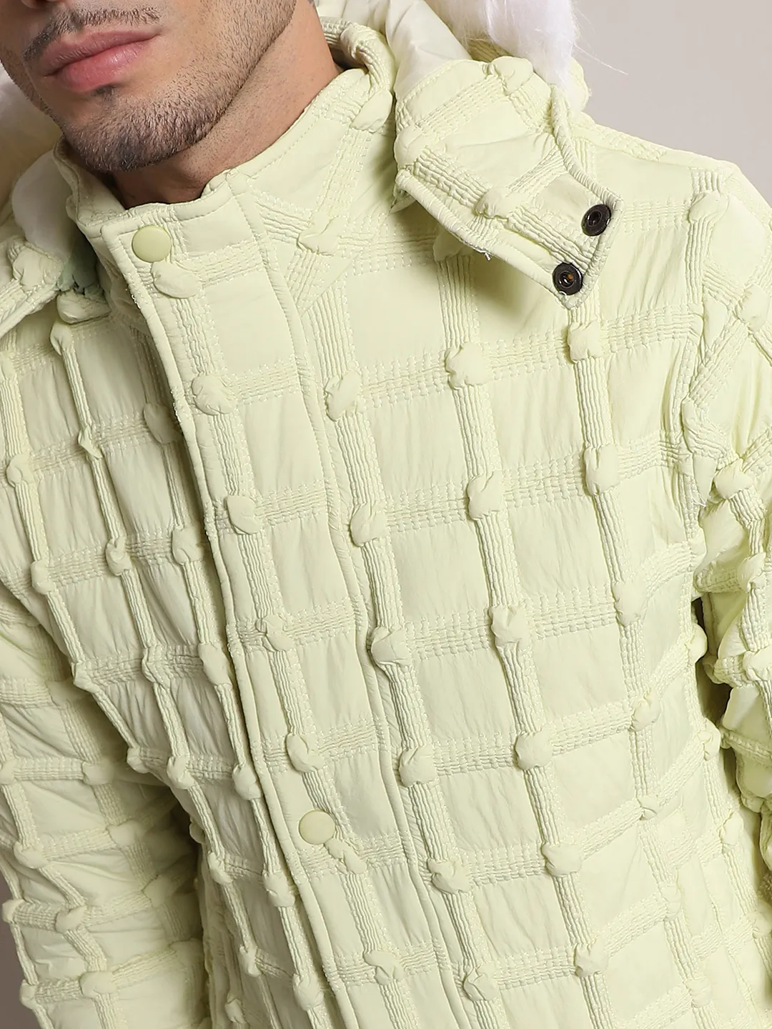 Self-Design Puffer Jacket With Fleece Hood - Image 7