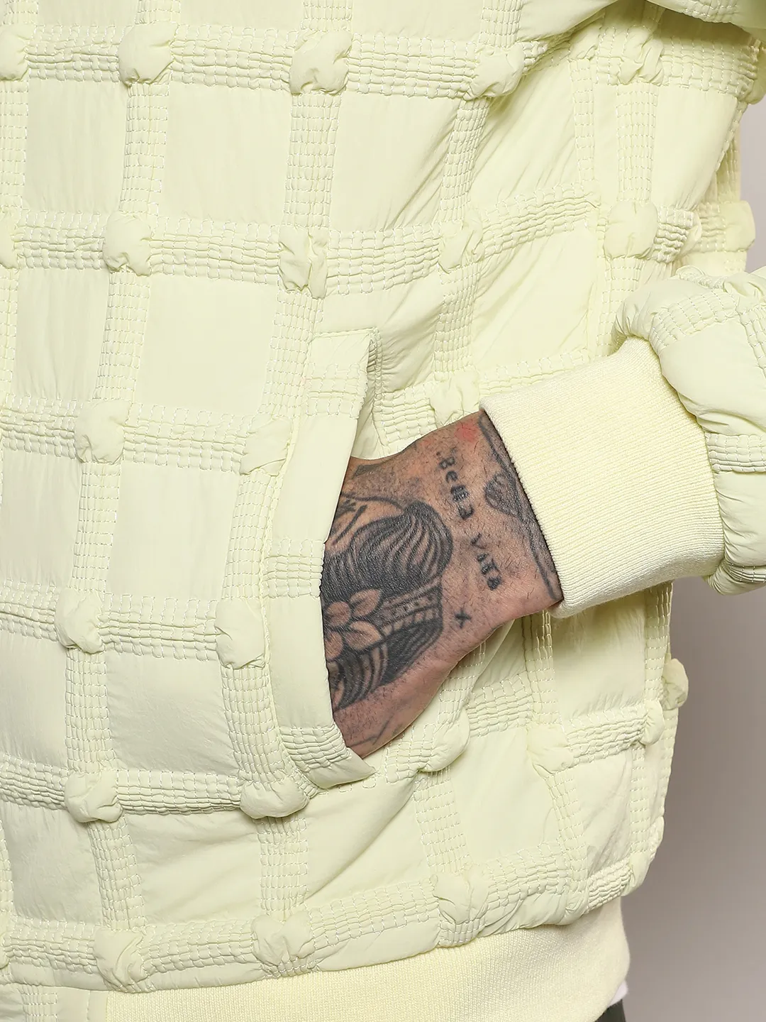 Self-Design Puffer Jacket With Fleece Hood - Image 8