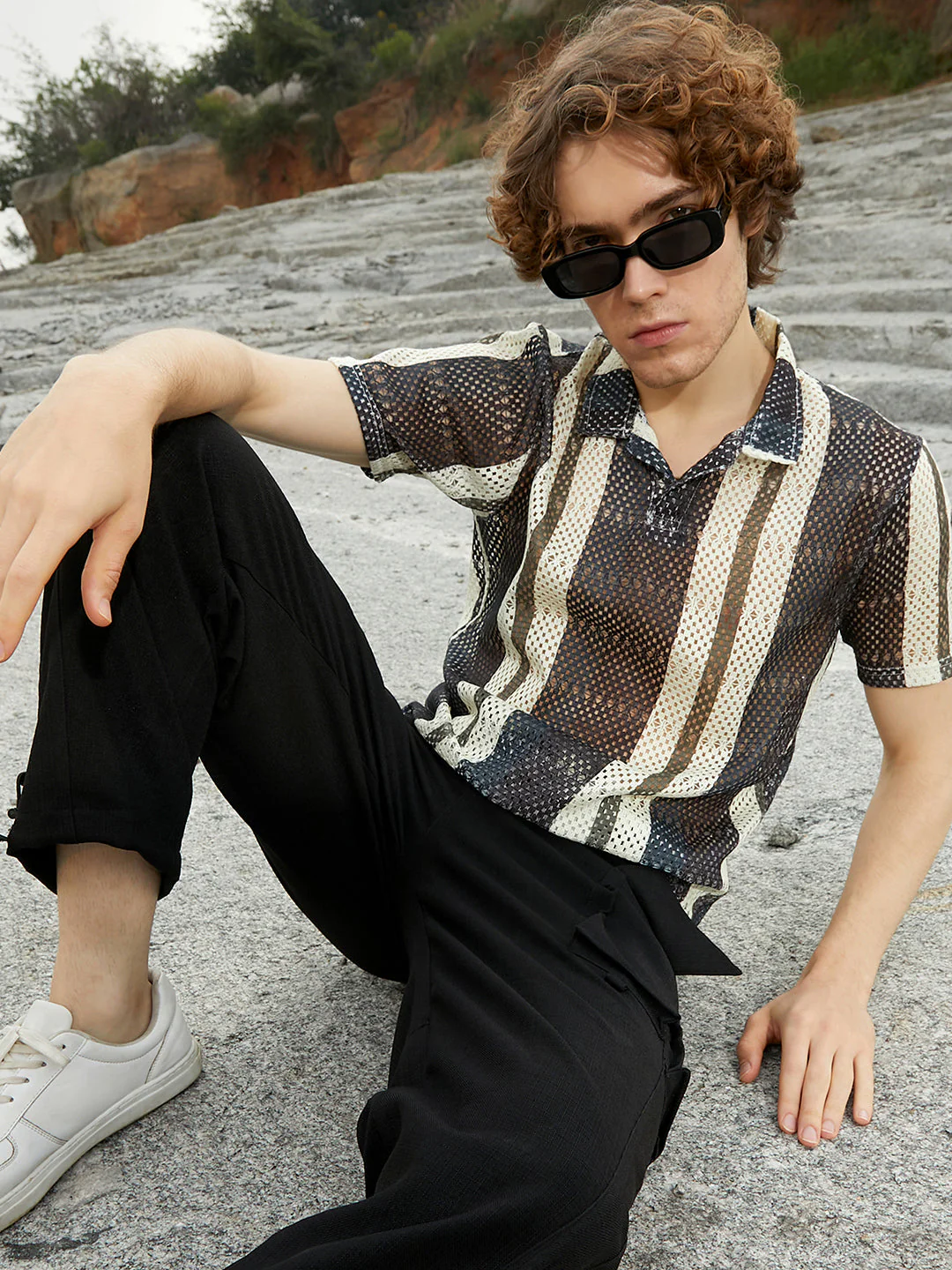 Panel Knit PoloT-Shirt