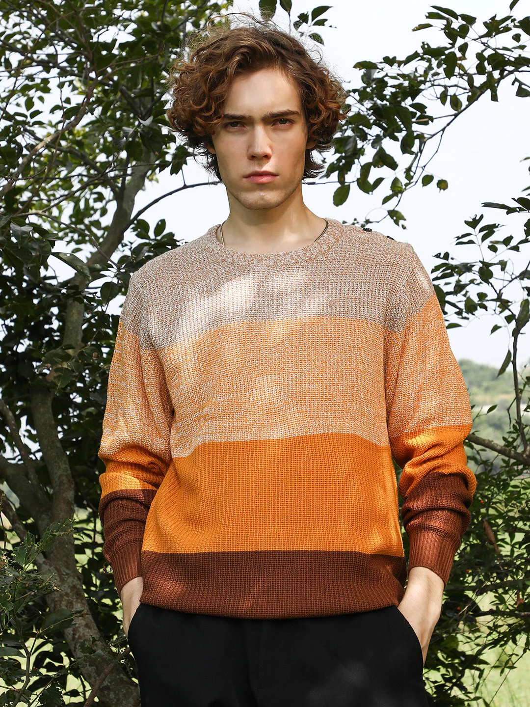 Contrast Panel Pullover Sweater - Image 2