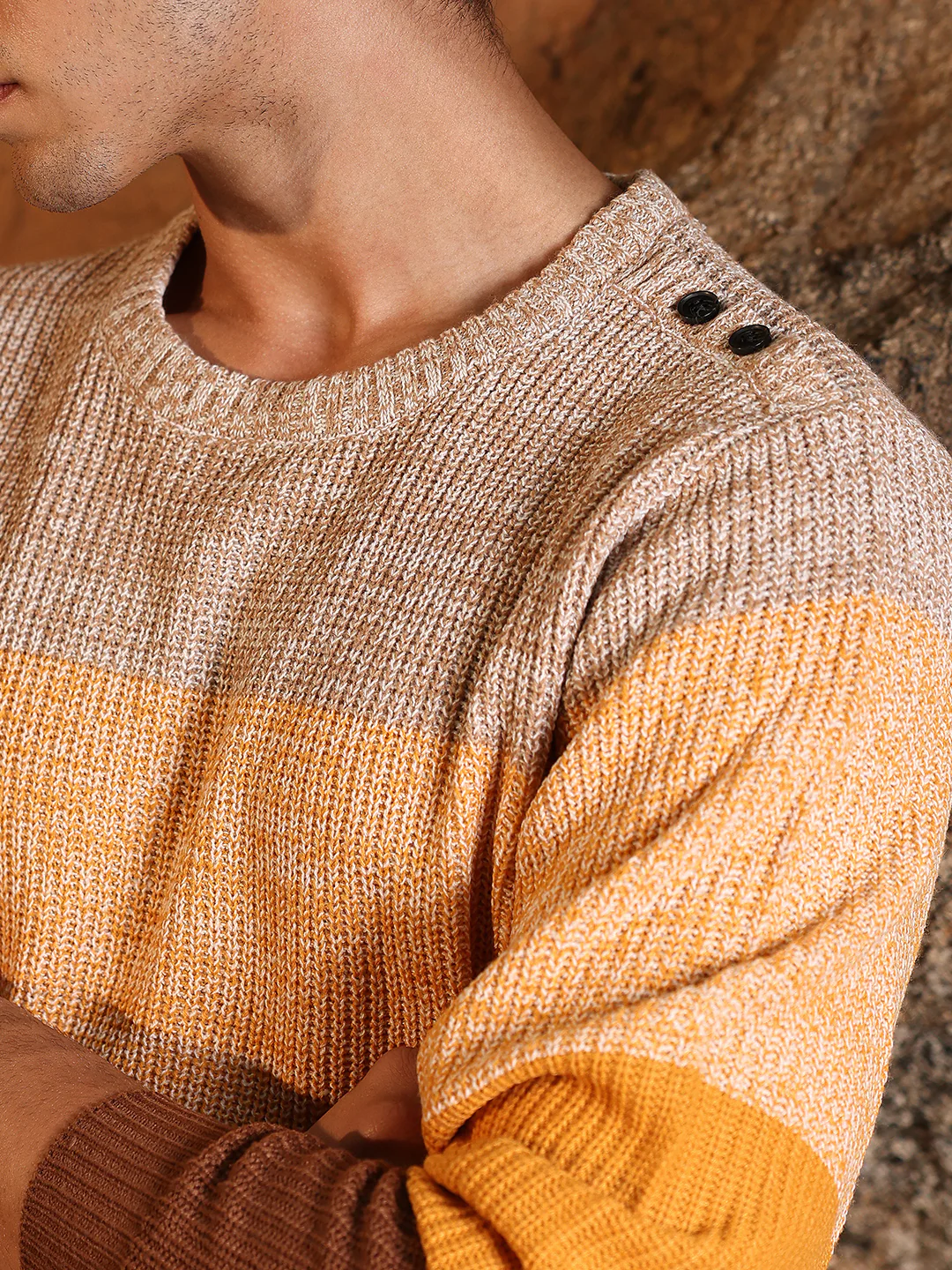 Contrast Panel Pullover Sweater - Image 8