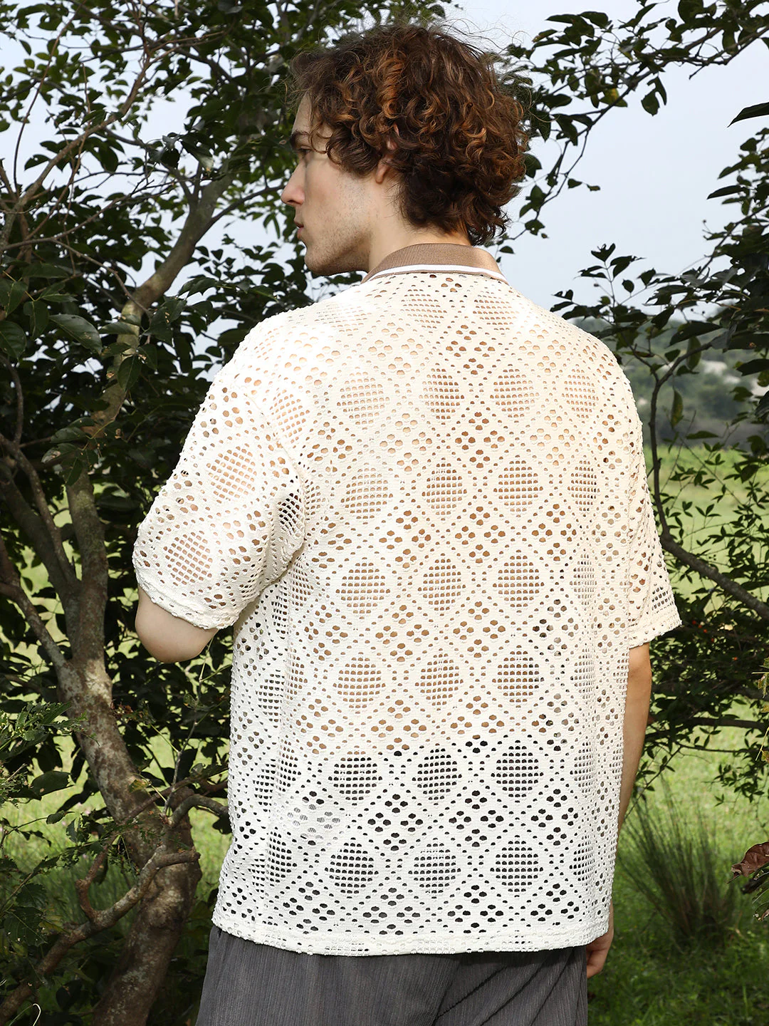 Geometric-Knit Oversized Shirt - Image 4