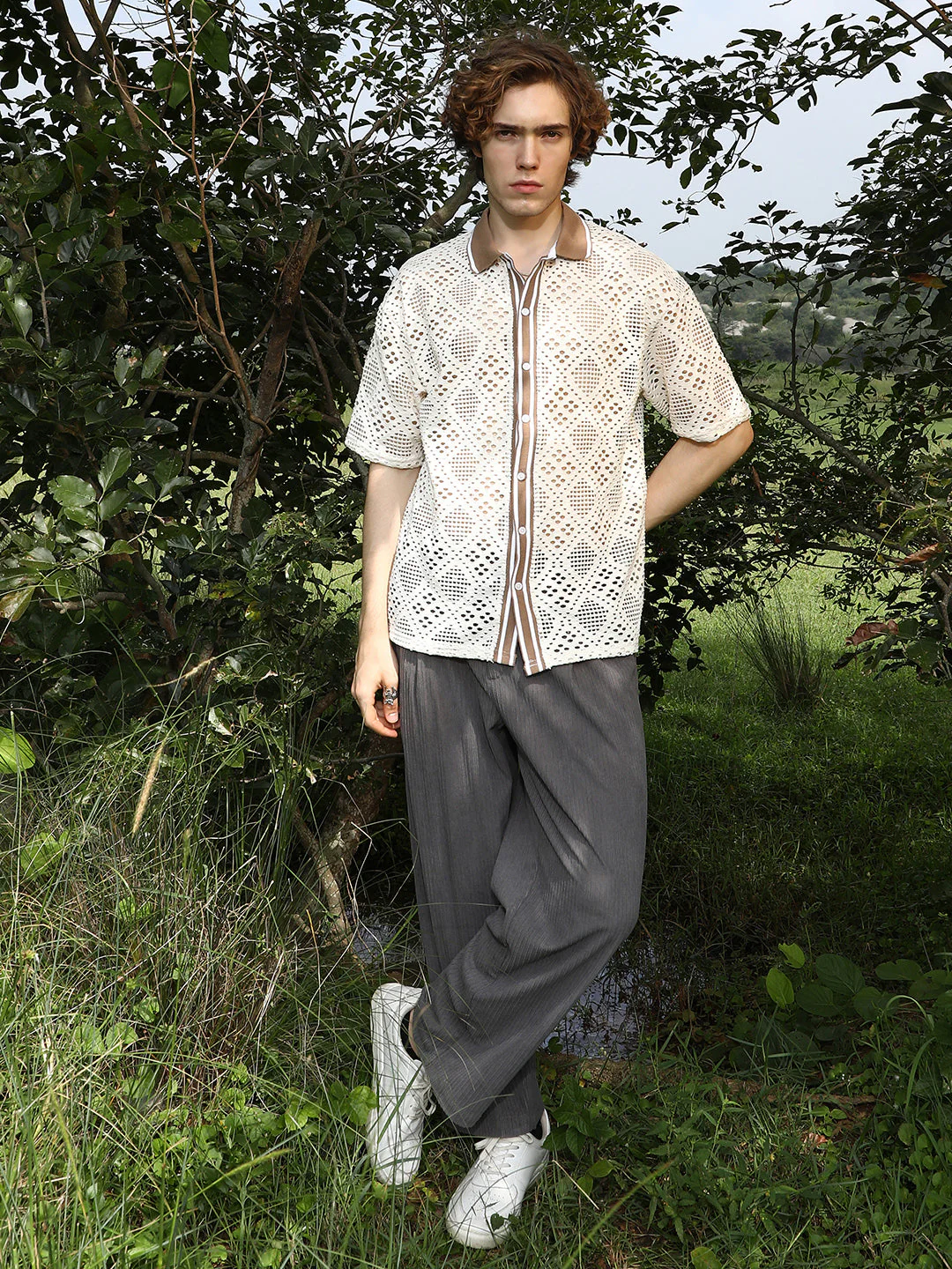 Geometric-Knit Oversized Shirt - Image 5