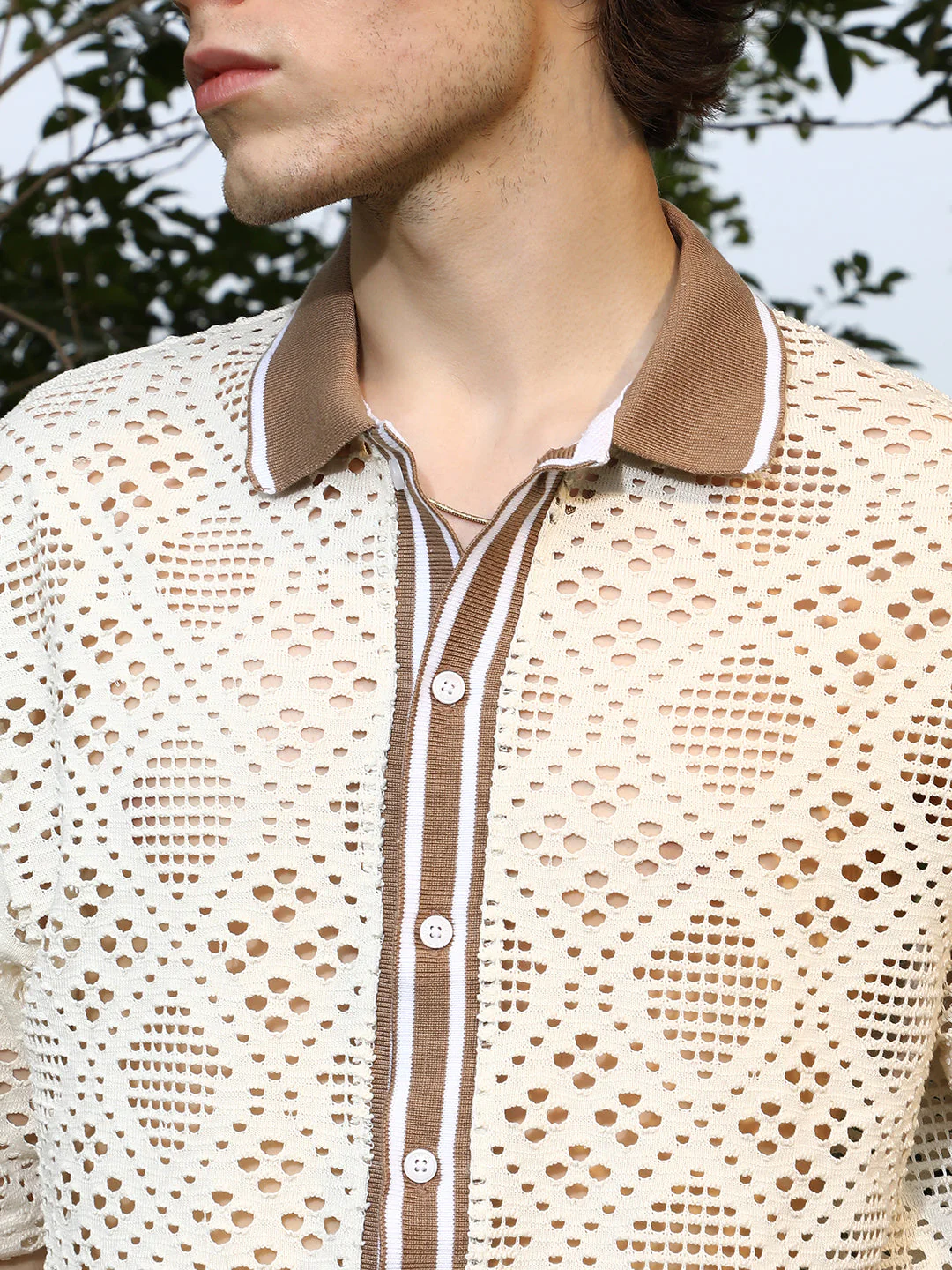 Geometric-Knit Oversized Shirt - Image 7