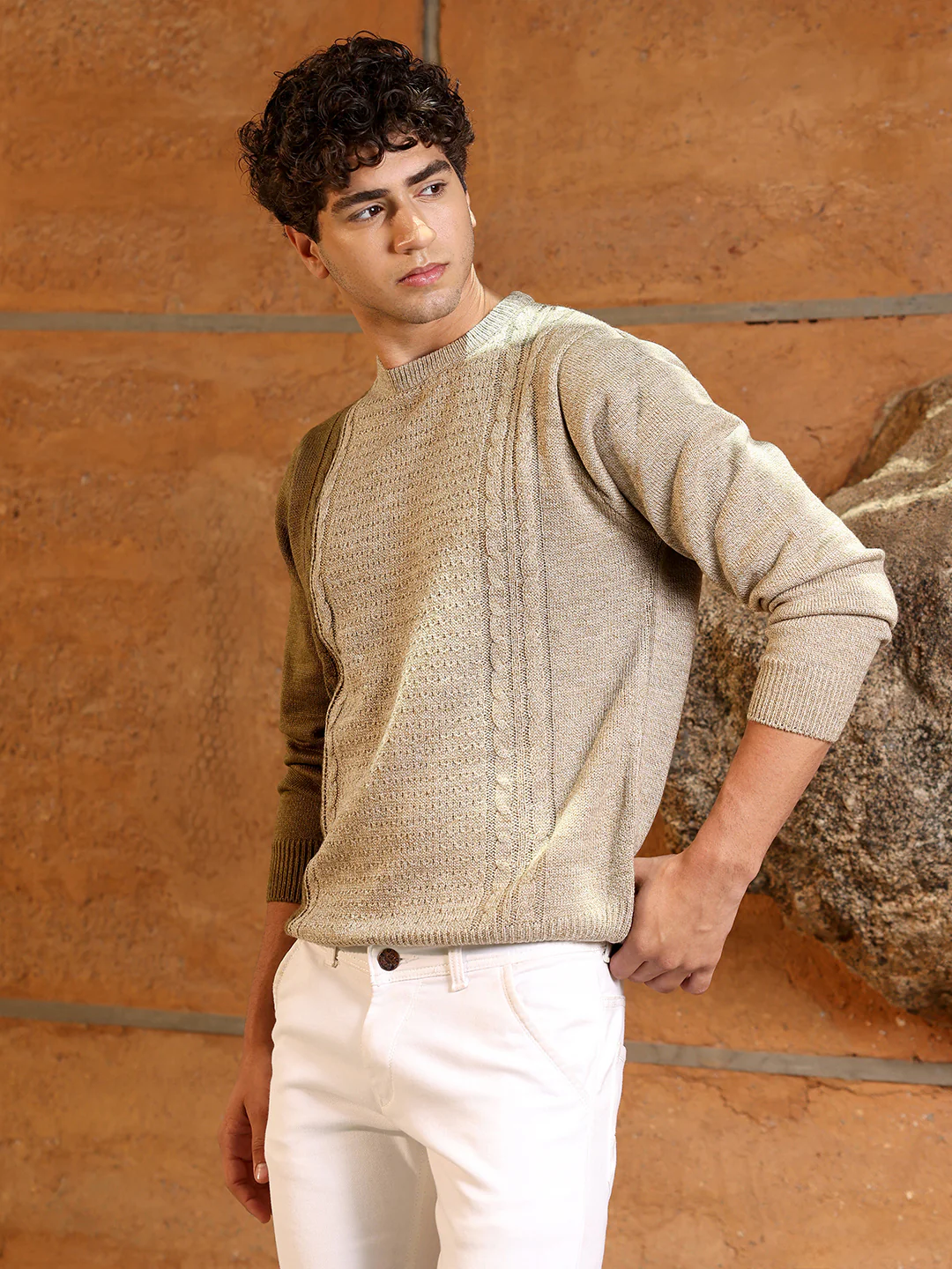Contrast Panel Pullover Sweater - Image 2