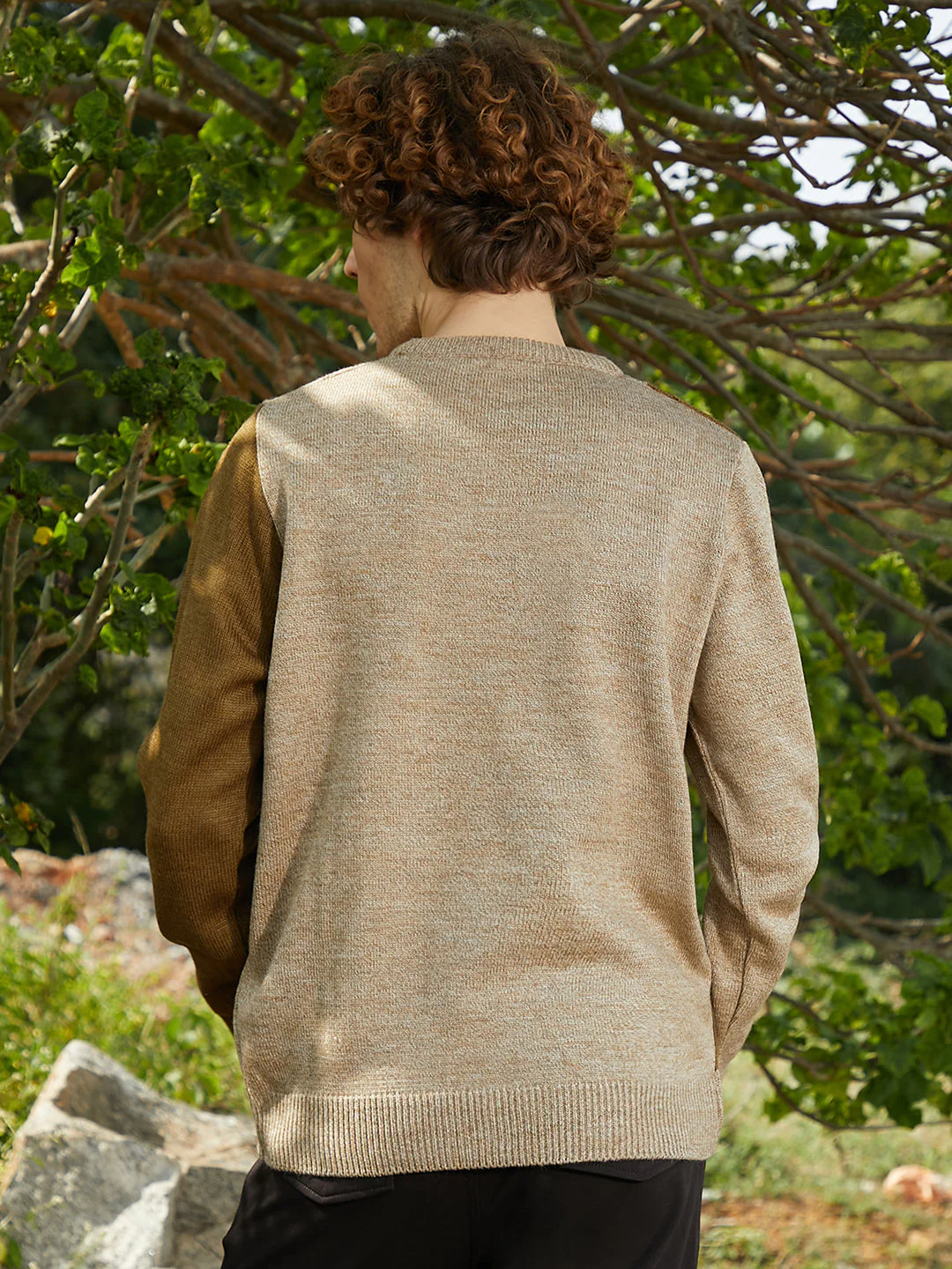 Contrast Panel Pullover Sweater - Image 8