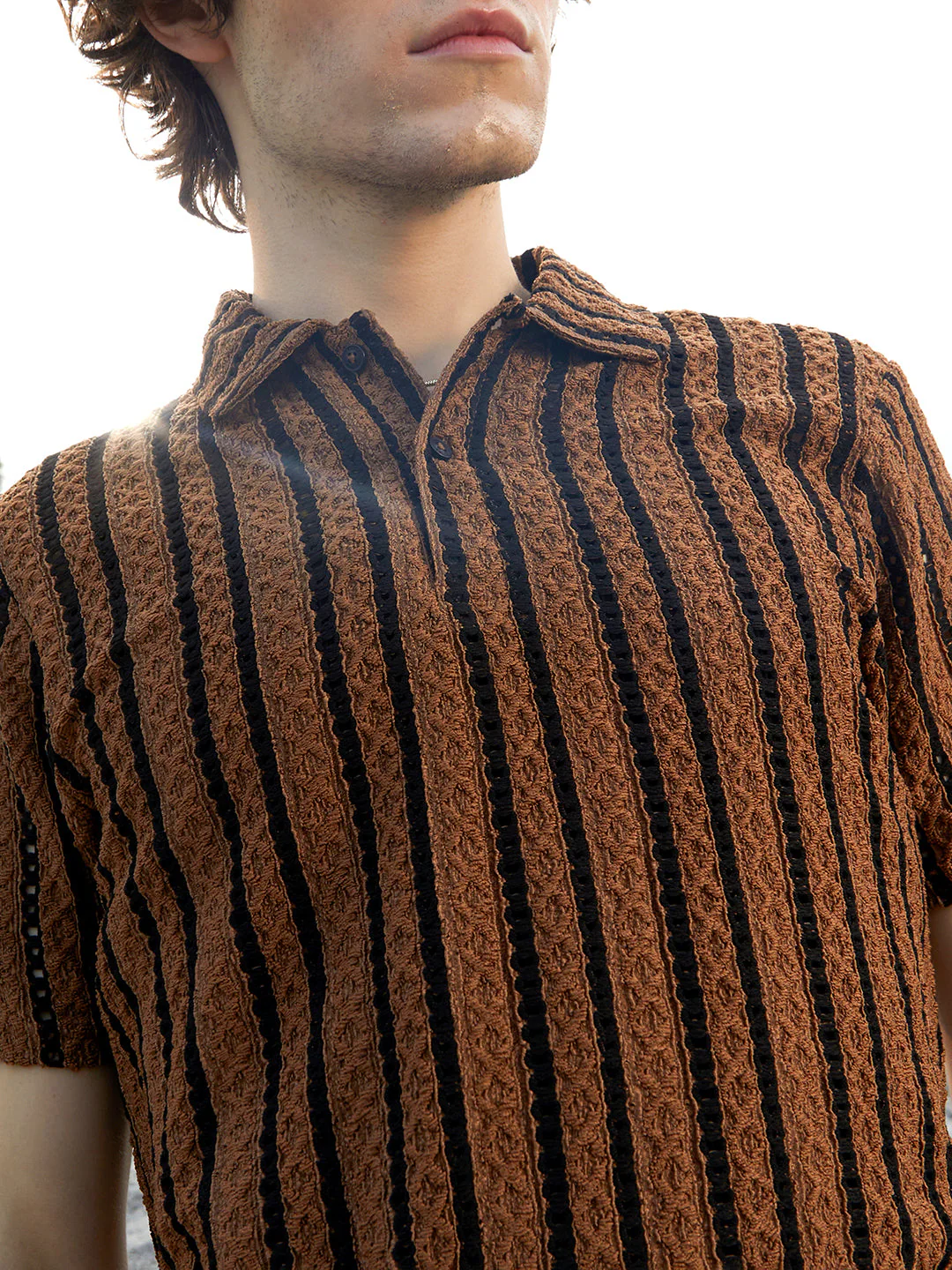 Tactile-Striped Polo T-Shirt - Image 7