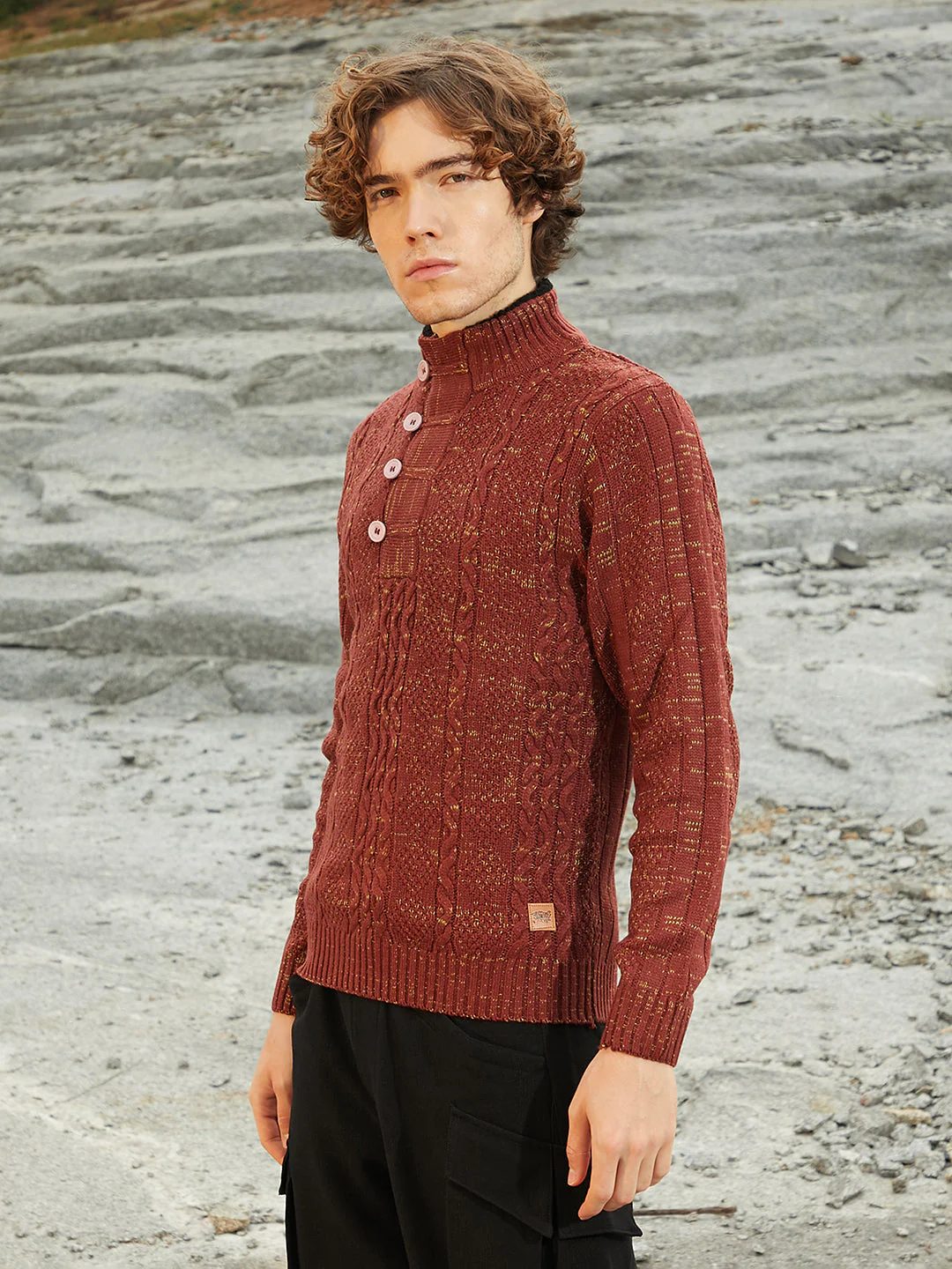 Heathered Cable-Knit Sweater - Image 3