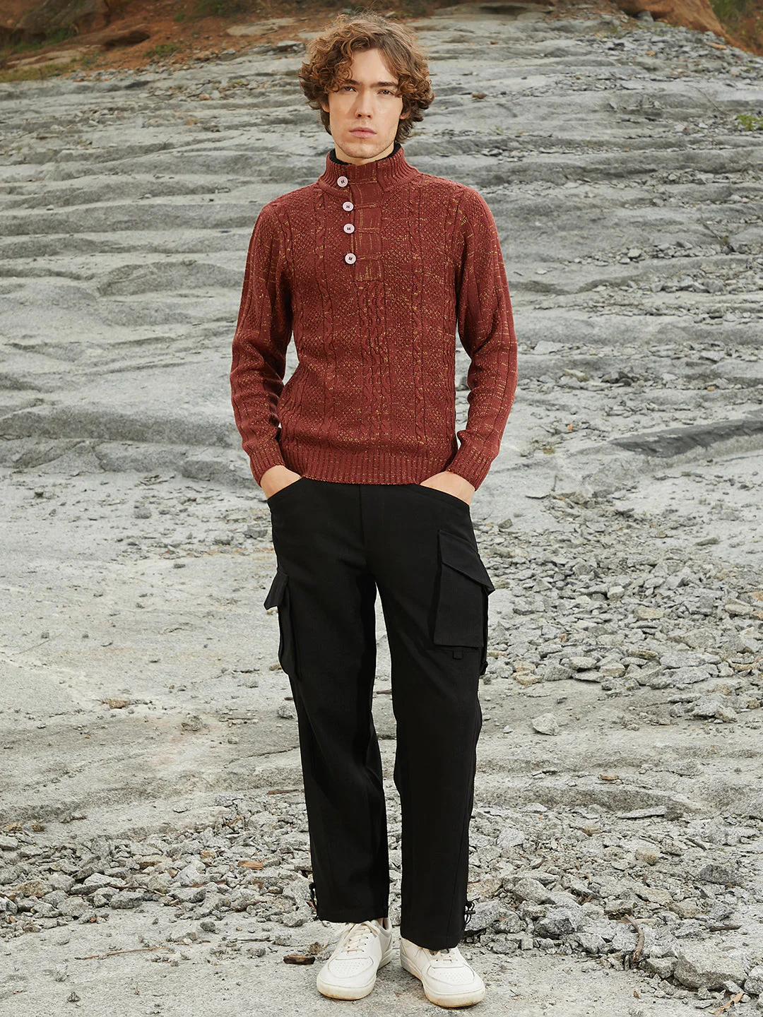 Heathered Cable-Knit Sweater - Image 5
