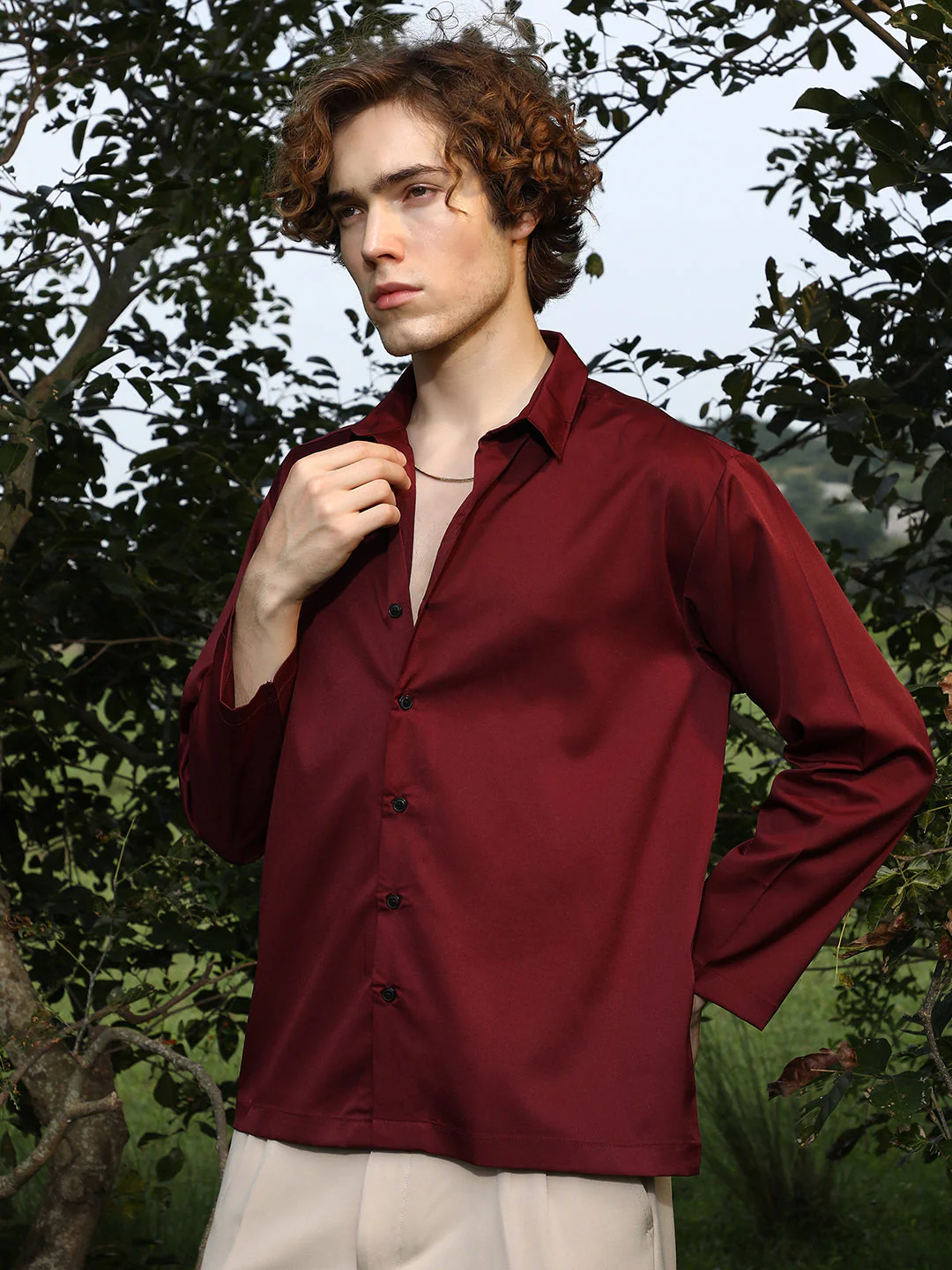 Satin Oversized Shirt - Image 3