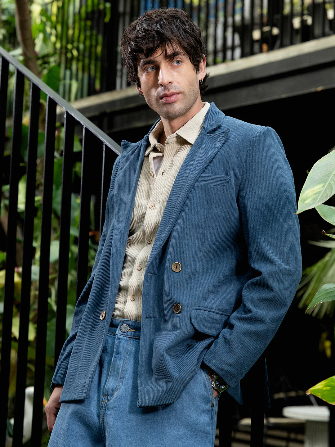 Double-Breasted Corduroy Blazer - Image 3