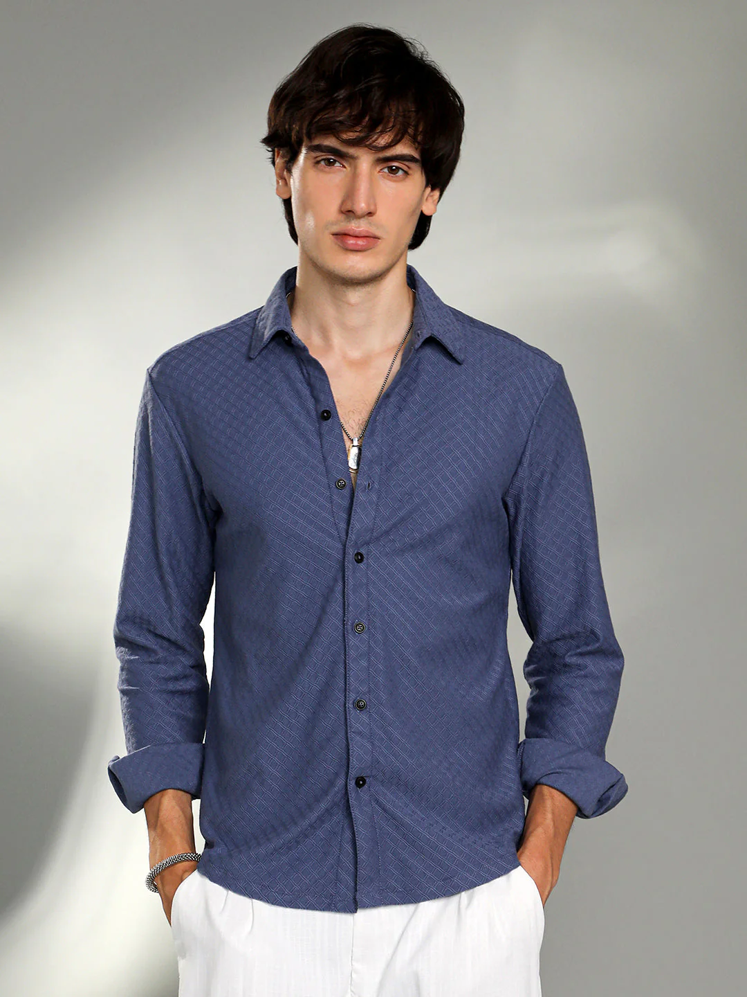 Geometric-Weave Textured Shirt - Image 2