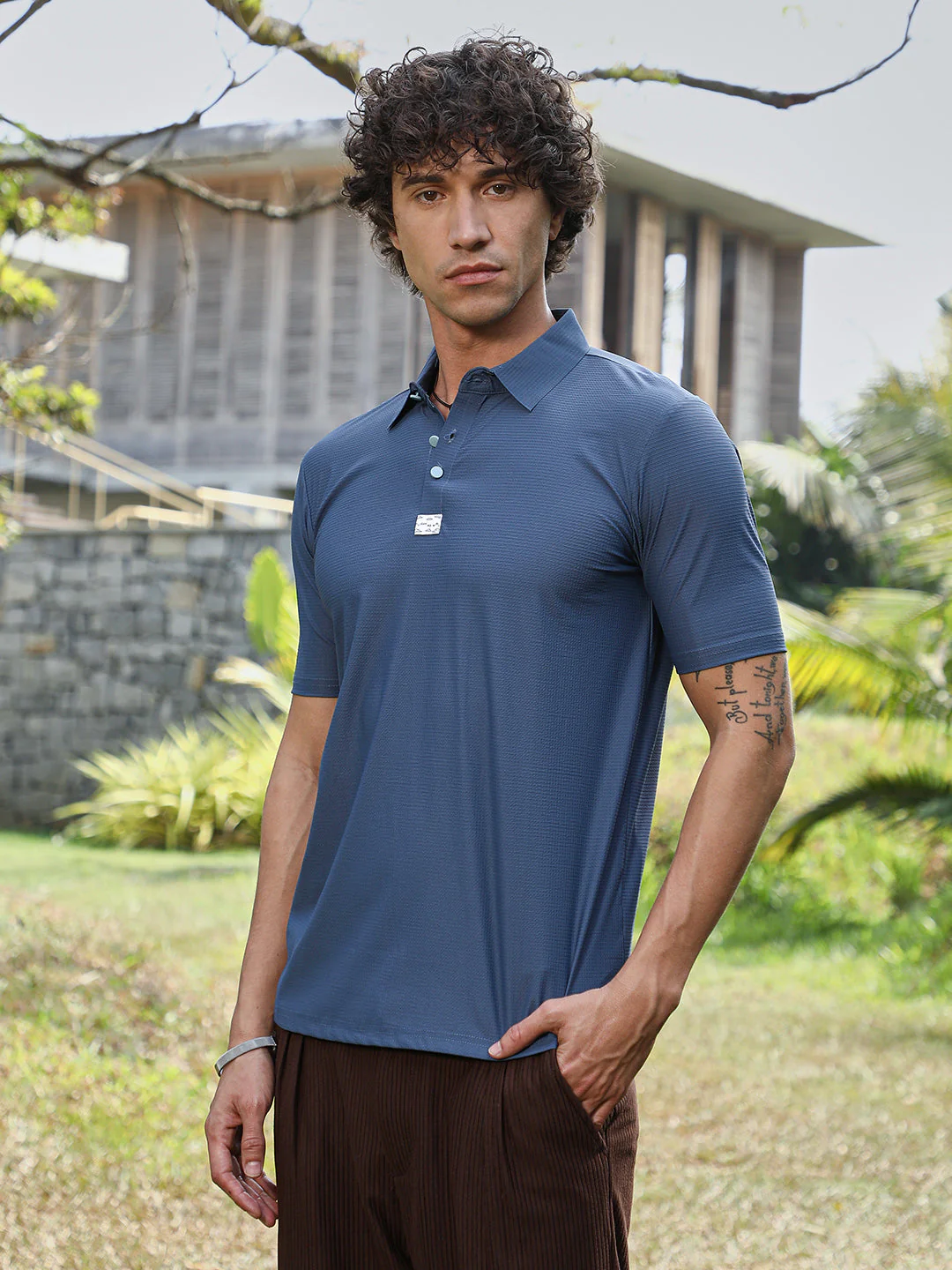 Seamless Waffle Polo T-Shirt - Image 3