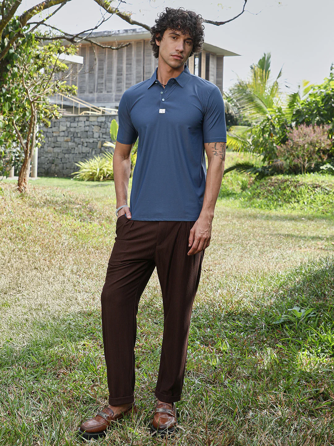 Seamless Waffle Polo T-Shirt - Image 5
