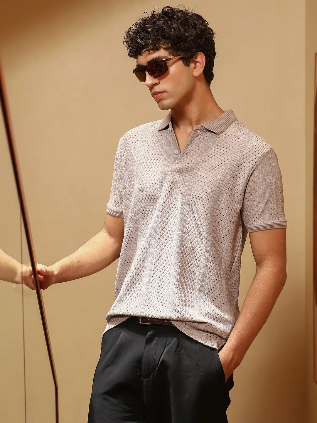 Marquise-Panel Jacquard Polo T-Shirt