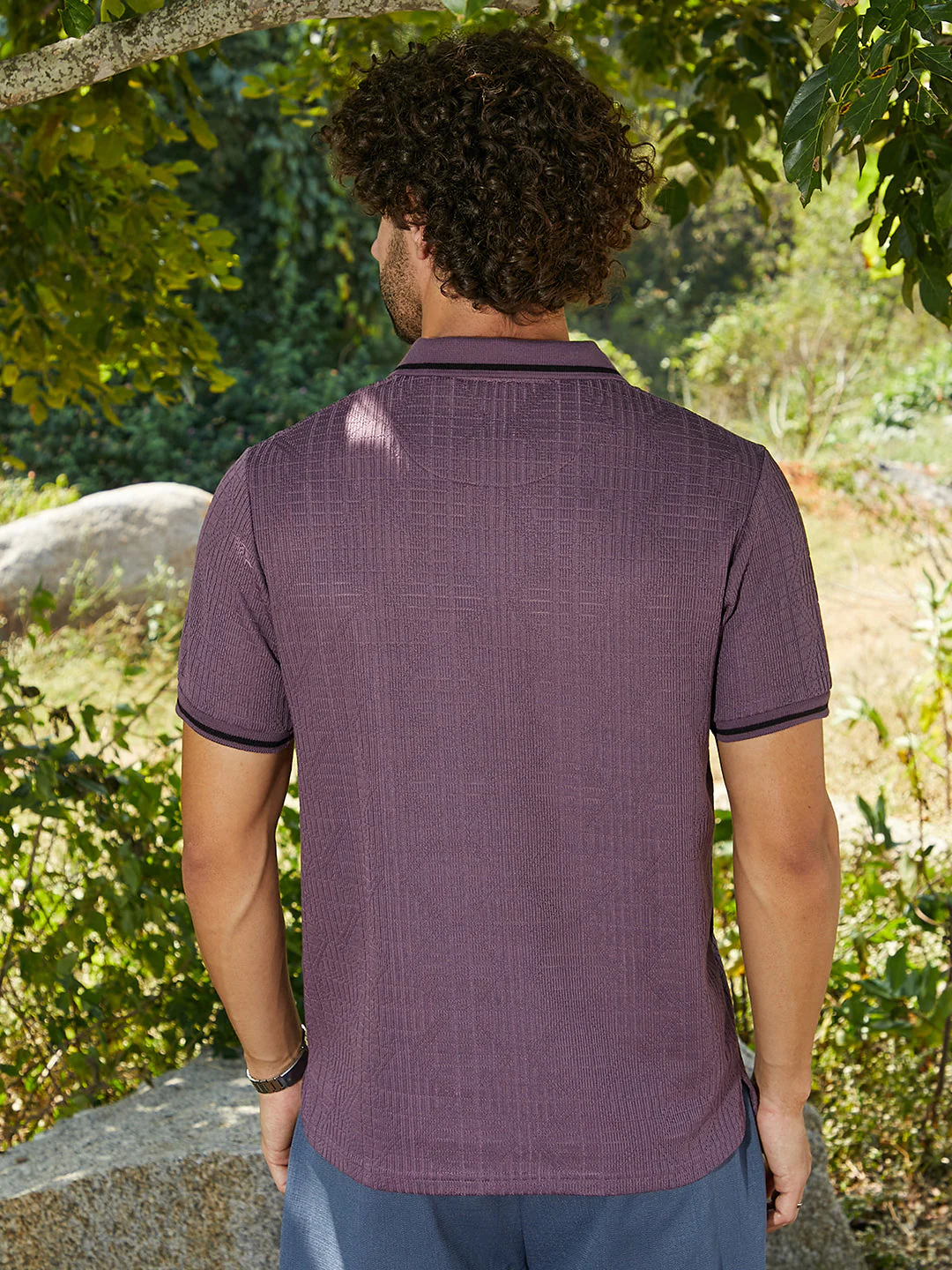 Oblique-Stripe Polo T-Shirt - Image 4