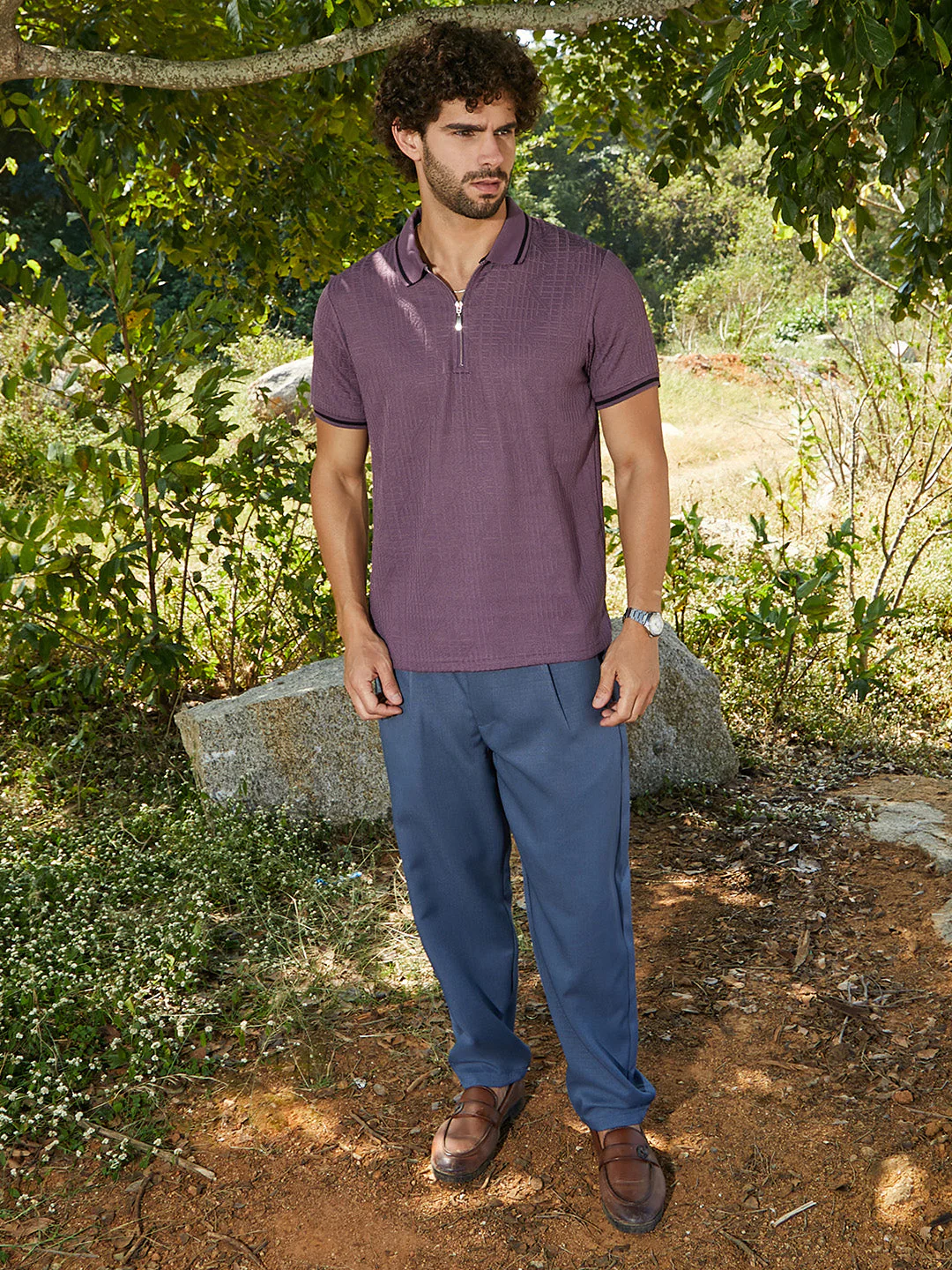 Oblique-Stripe Polo T-Shirt - Image 5