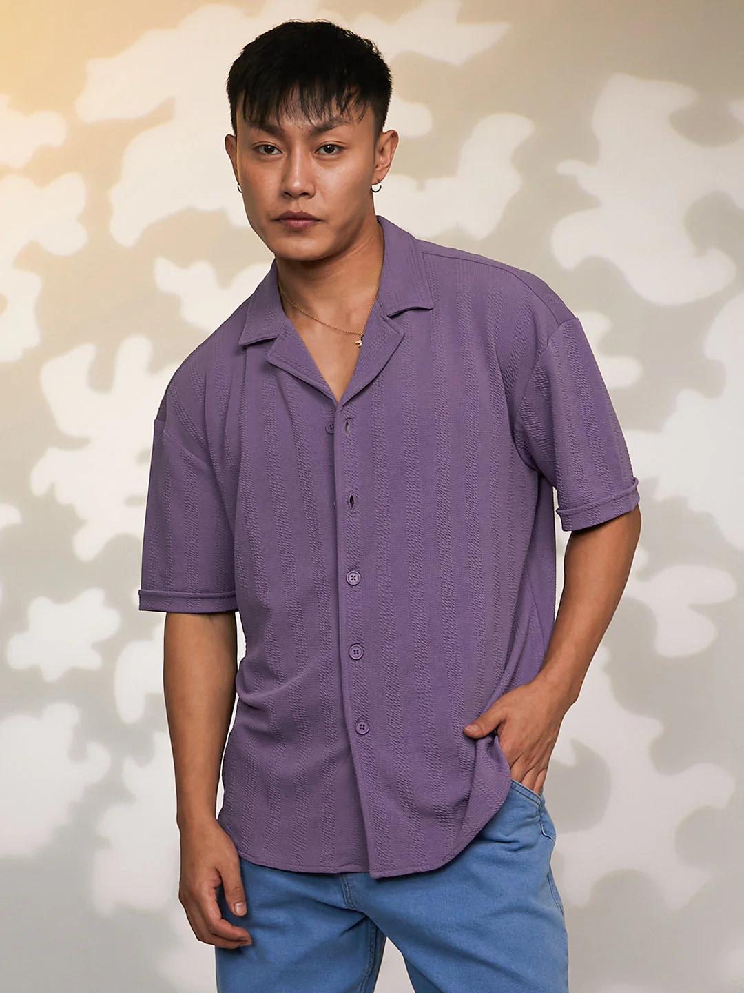 Rope-Textured Oversized Shirt - Image 2