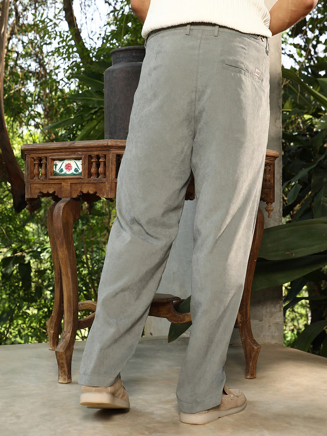 Lightweight - Velvet Pleated Trousers - Image 4