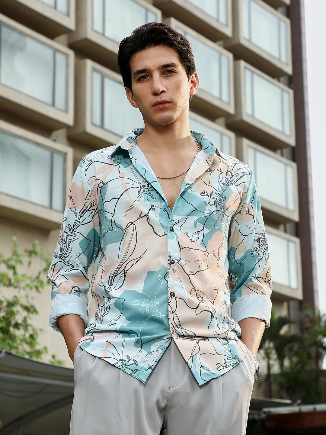Botanical-Outline Imprint Shirt - Image 2