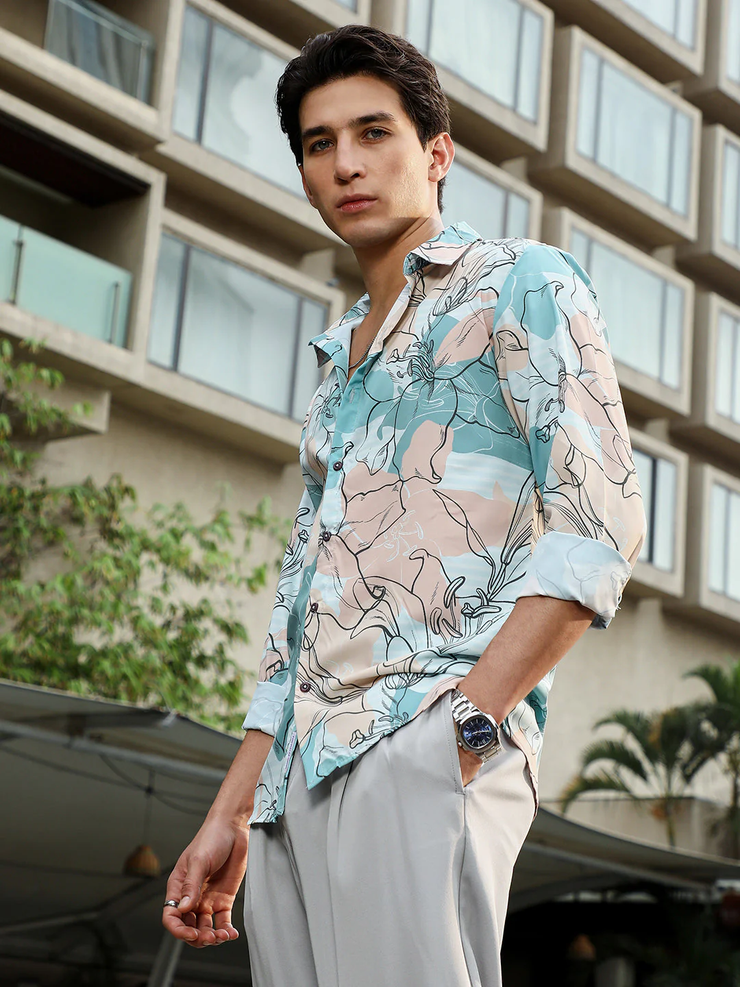 Botanical-Outline Imprint Shirt - Image 3