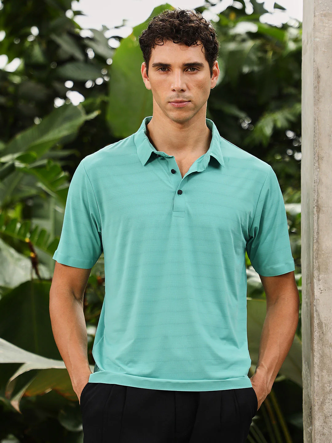 Seamless Gradient-Texture Polo T-Shirt - Image 2