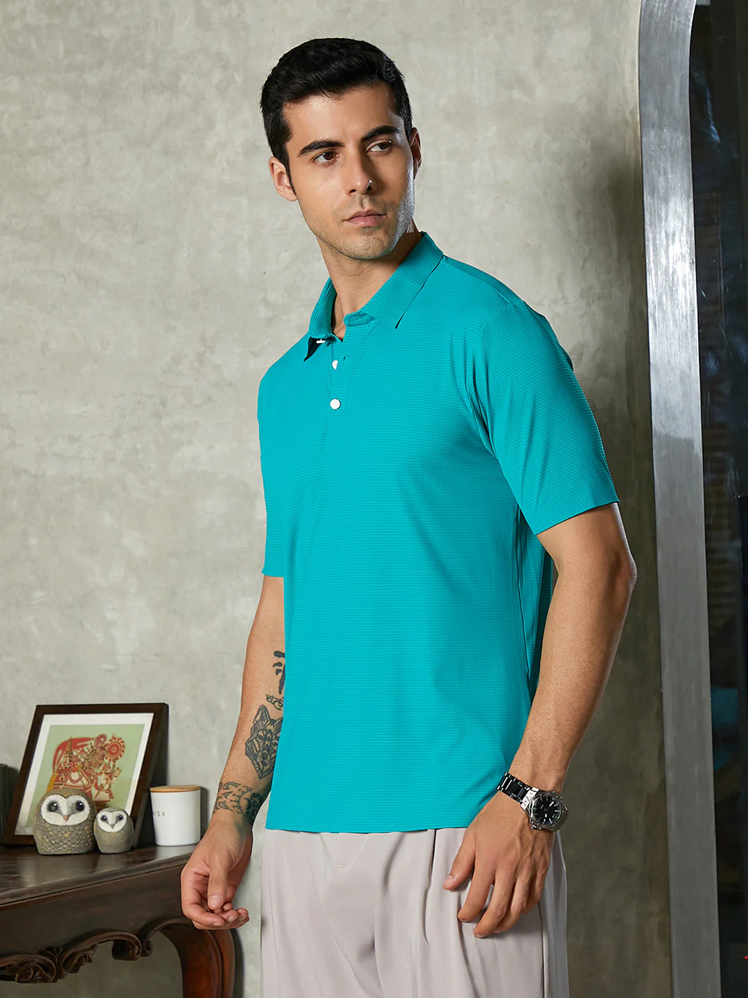 Seamless Striped Polo T-Shirt - Image 3