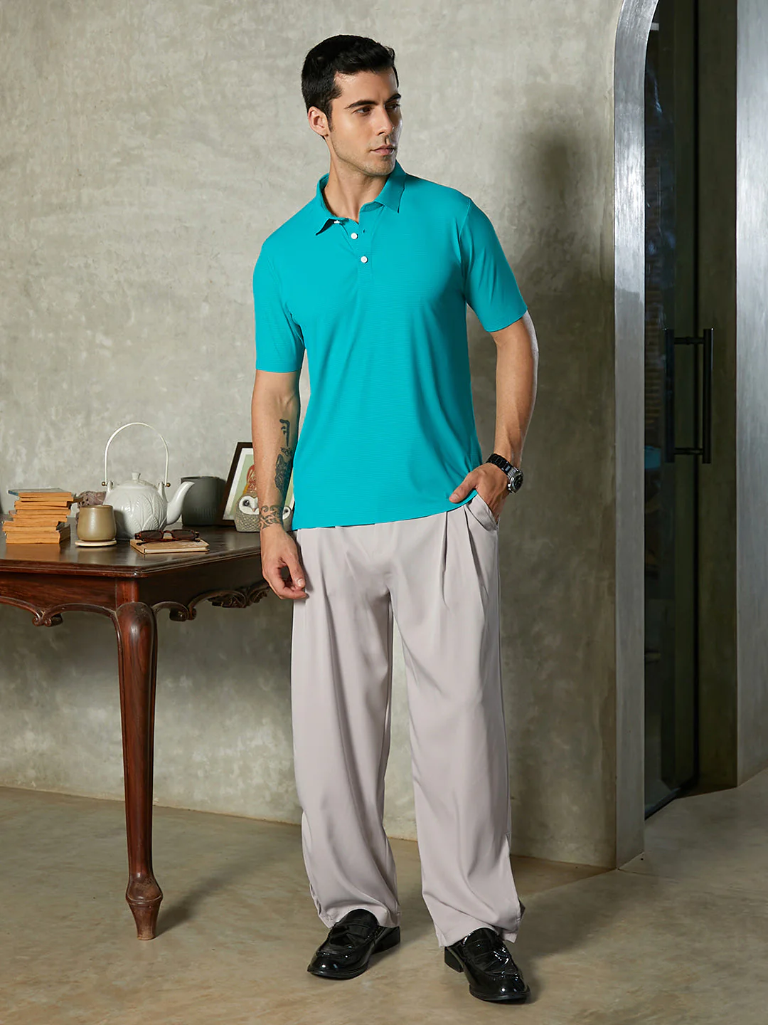 Seamless Striped Polo T-Shirt - Image 5