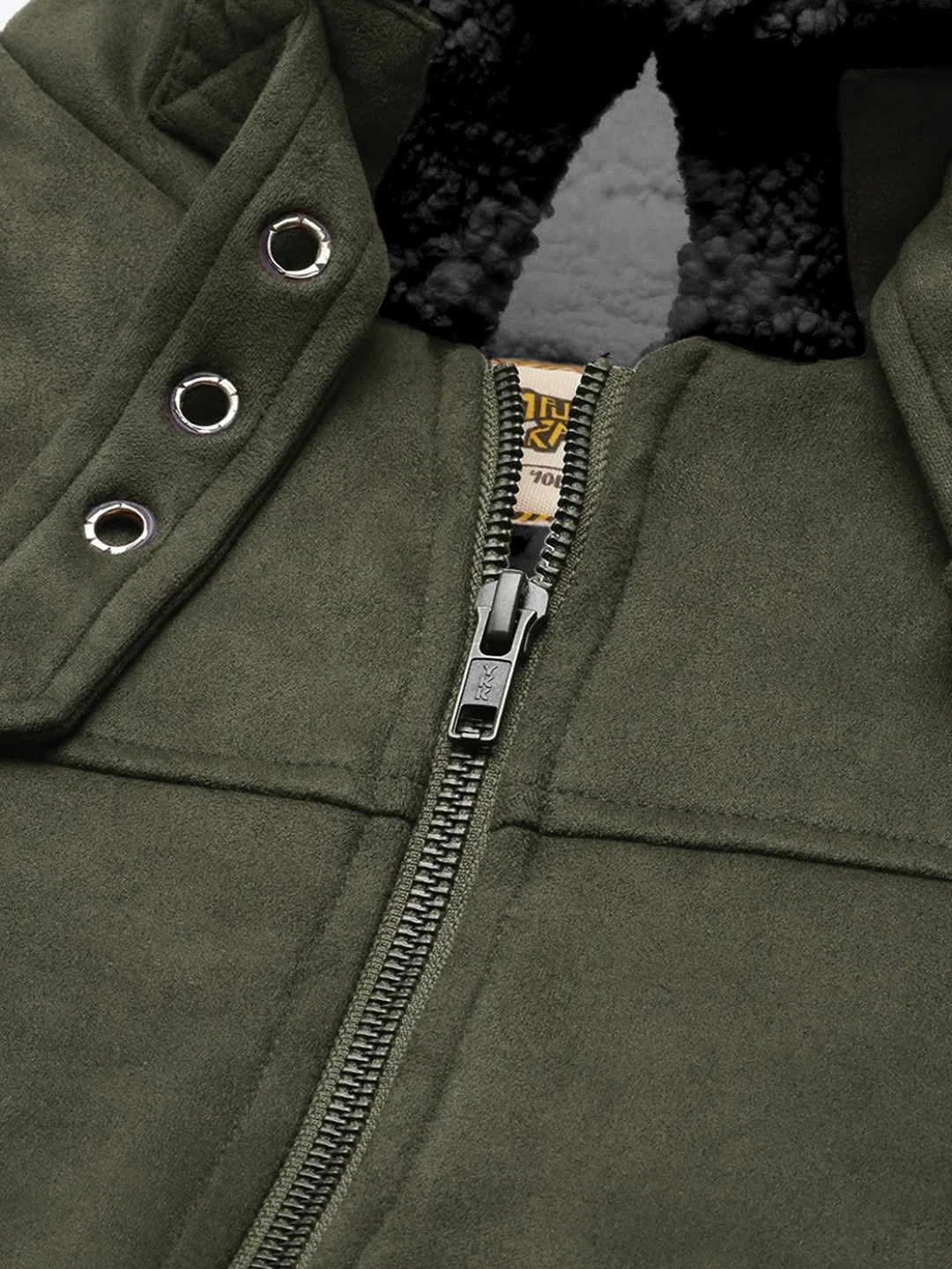 Fur-Lined Suede Bomber Jacket - Image 6