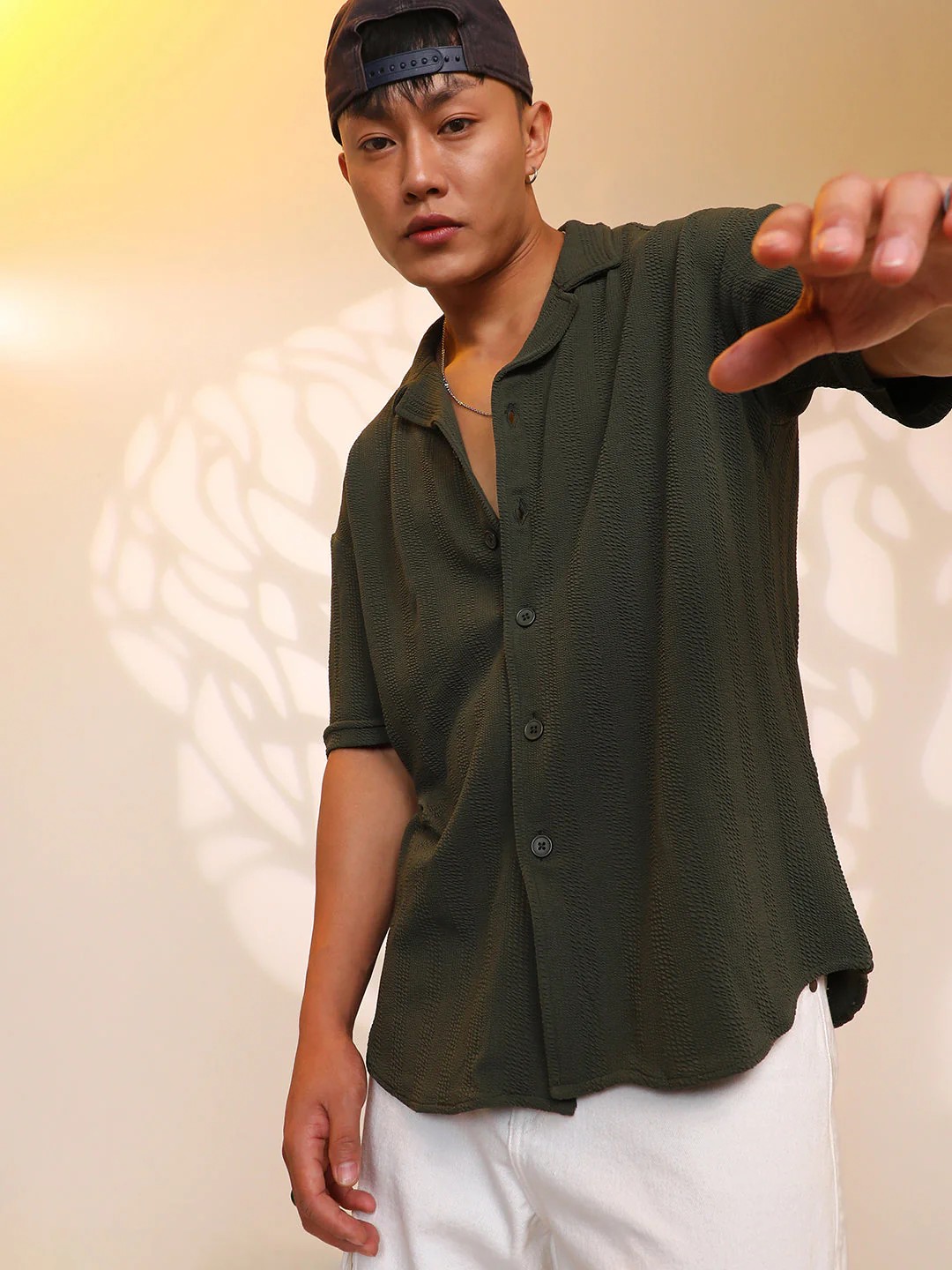 Rope-Textured Oversized Shirt