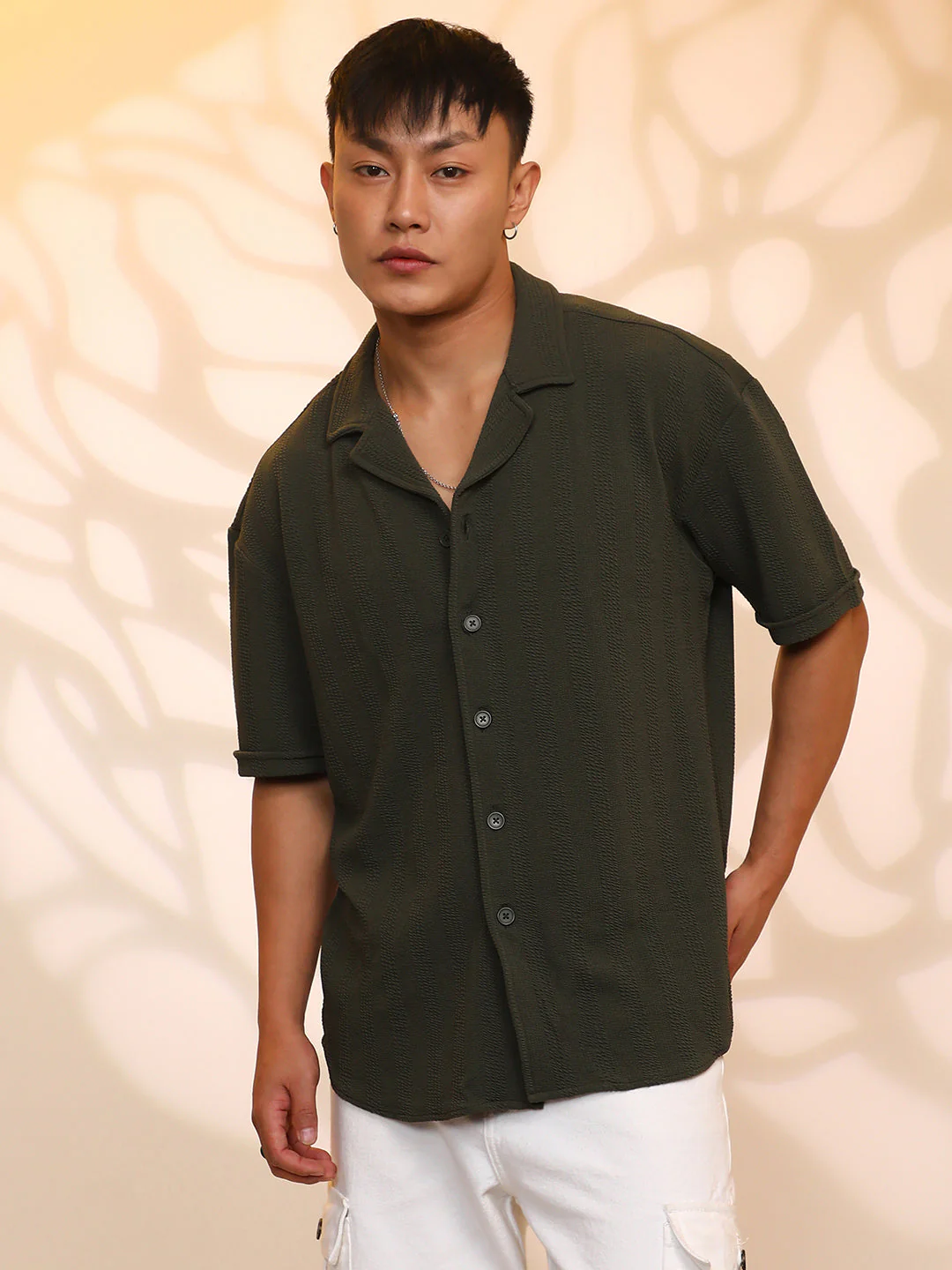 Rope-Textured Oversized Shirt - Image 2
