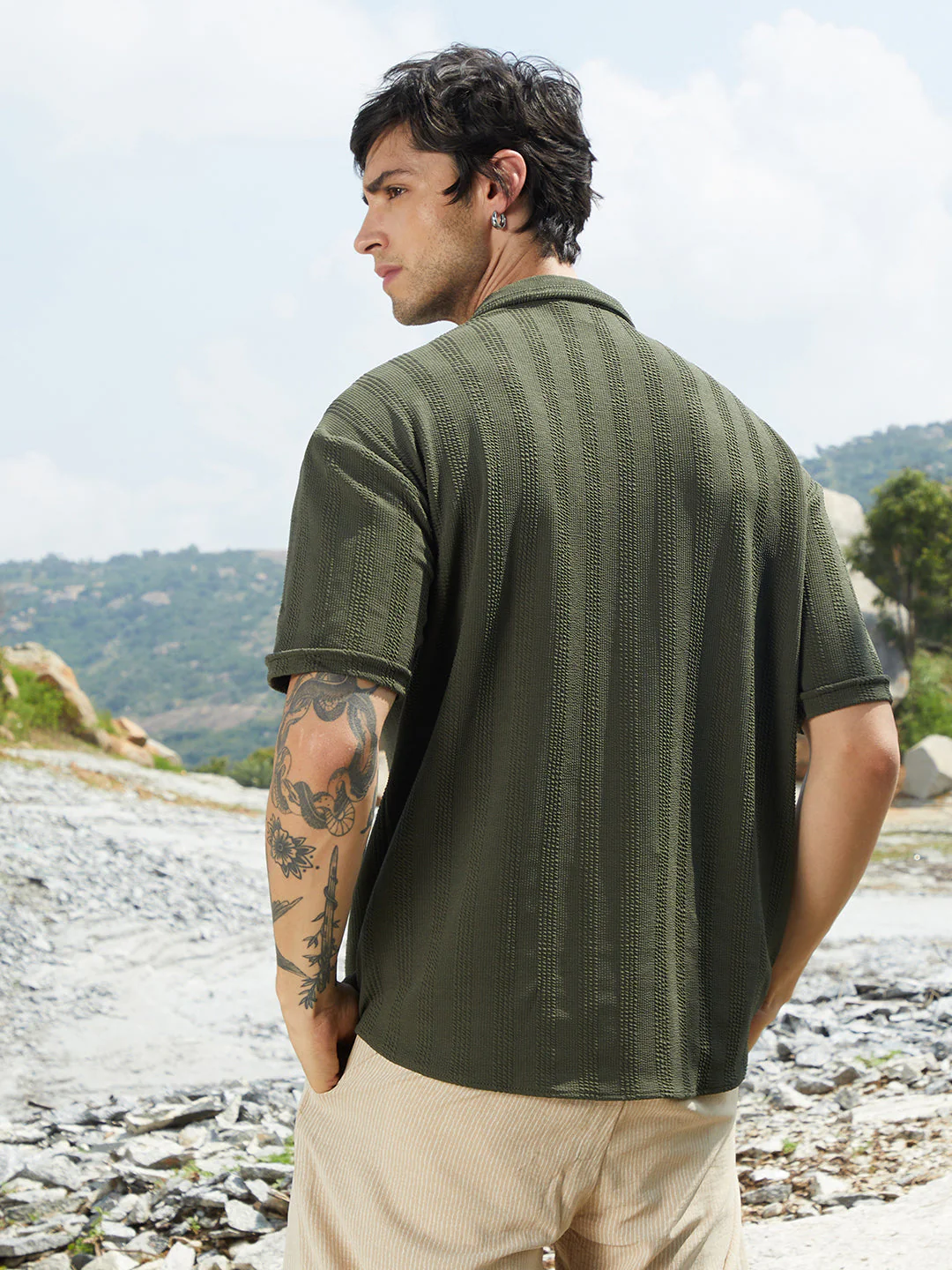 Rope-Textured Oversized Shirt - Image 4