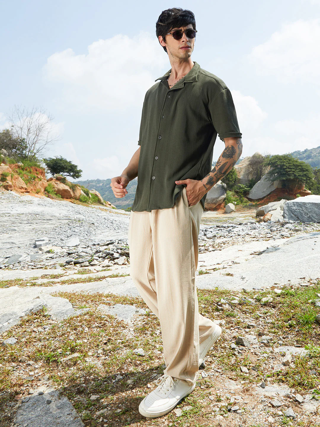 Rope-Textured Oversized Shirt - Image 6