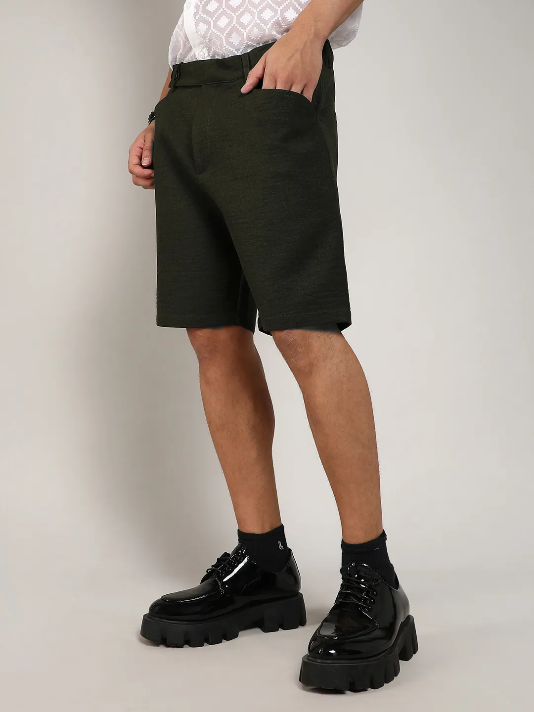 Tailored Poly-Linen Shorts - Image 2