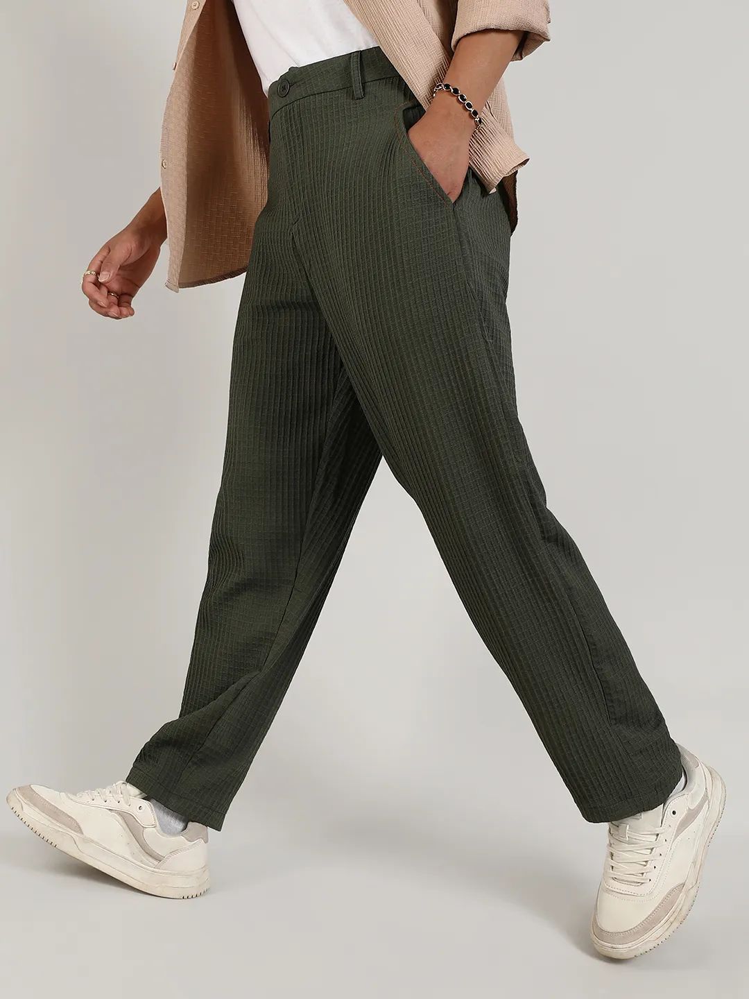 Lightweight - Textured Graph Check Trousers - Image 3
