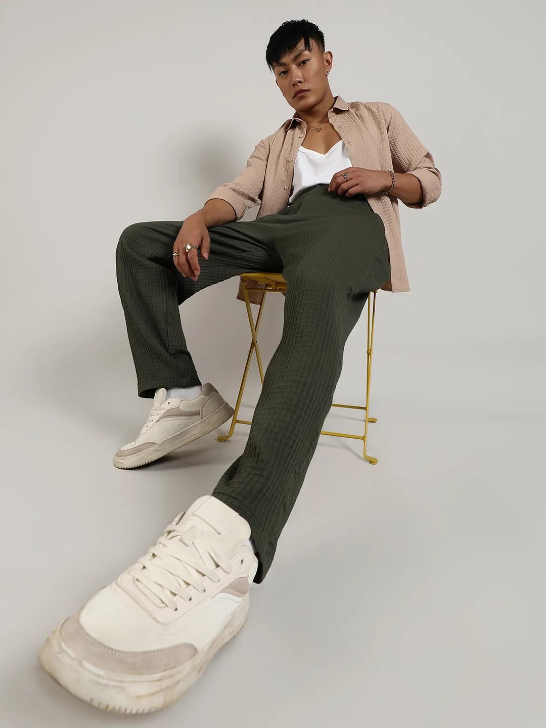 Lightweight - Textured Graph Check Trousers - Image 6
