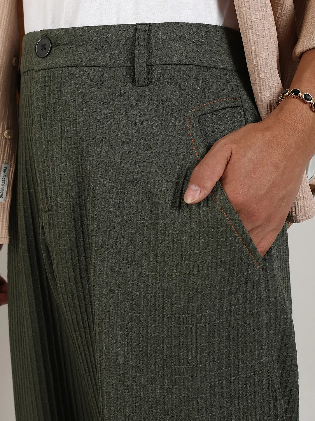 Lightweight - Textured Graph Check Trousers - Image 7