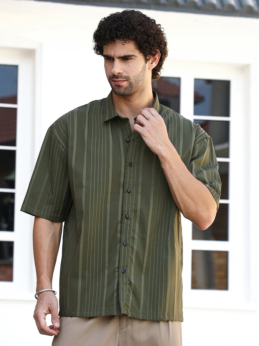 Unbalanced-Ridge Oversized Shirt - Image 2